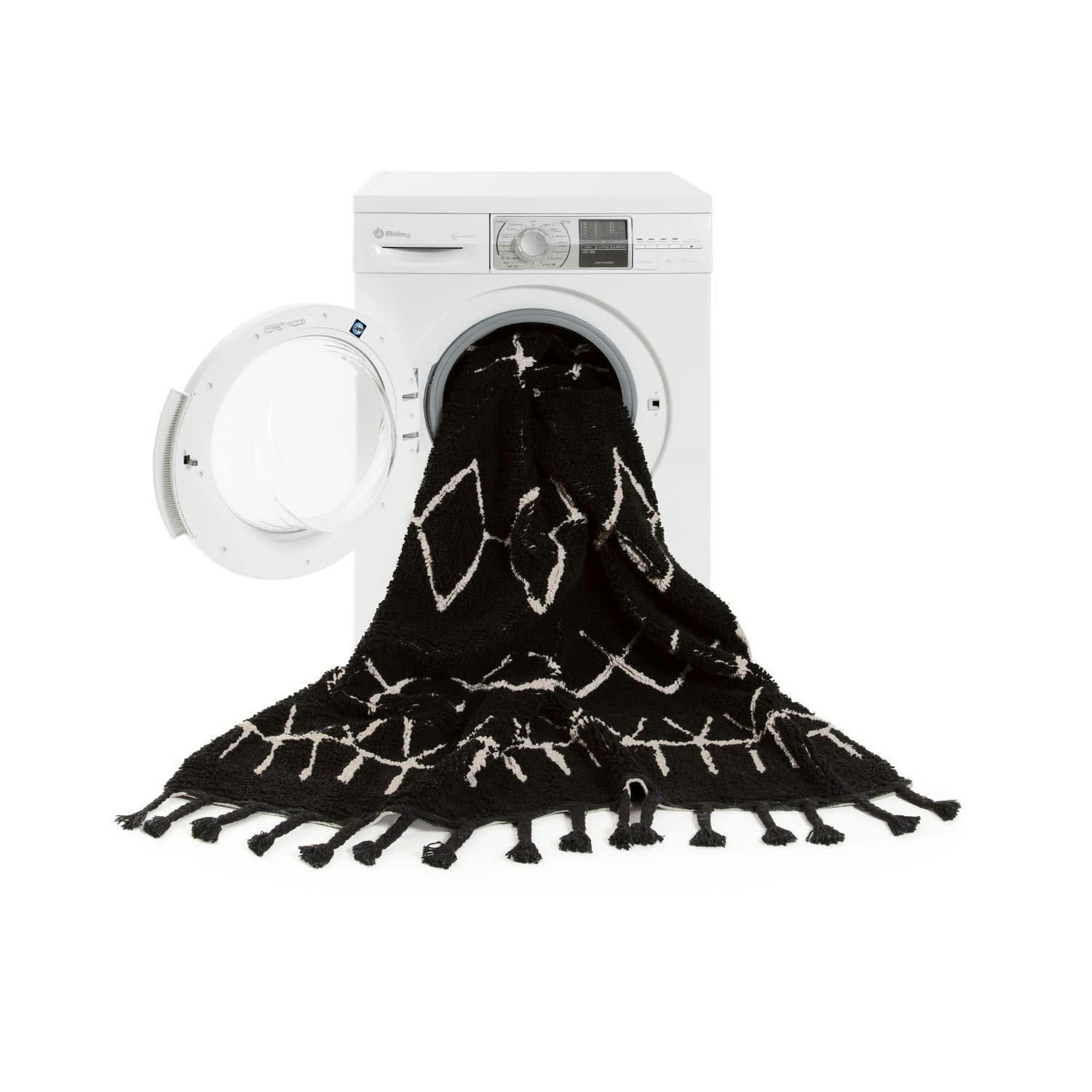 - Tapis de couloir lavable berbère noir 230 x 80 cm