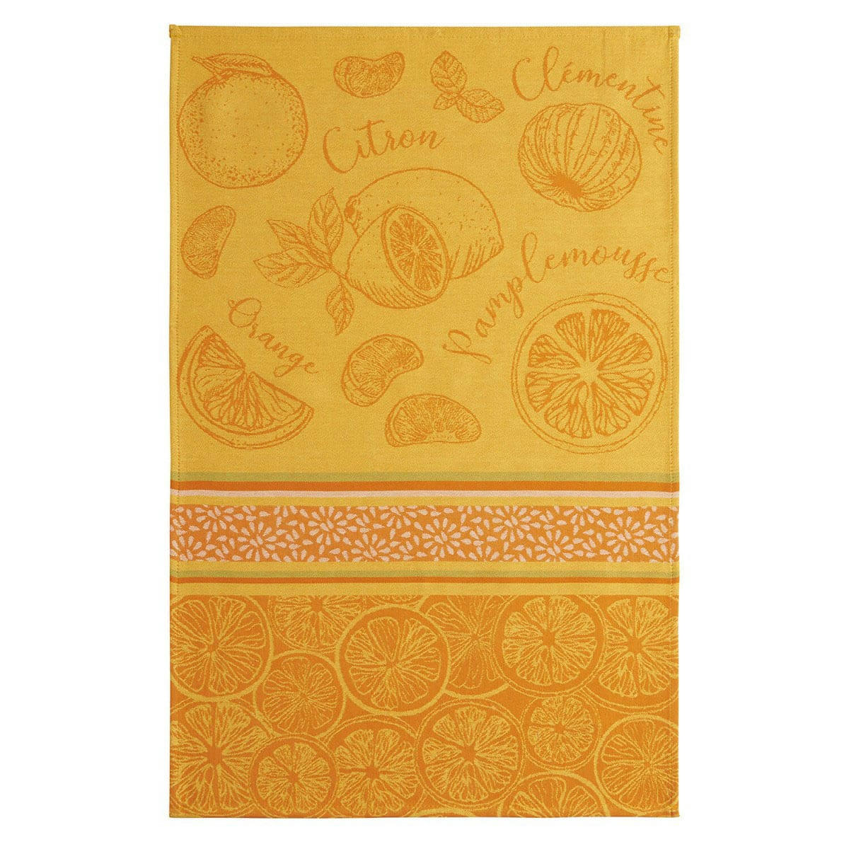AGRUMES - Torchon en coton jaune 50x75