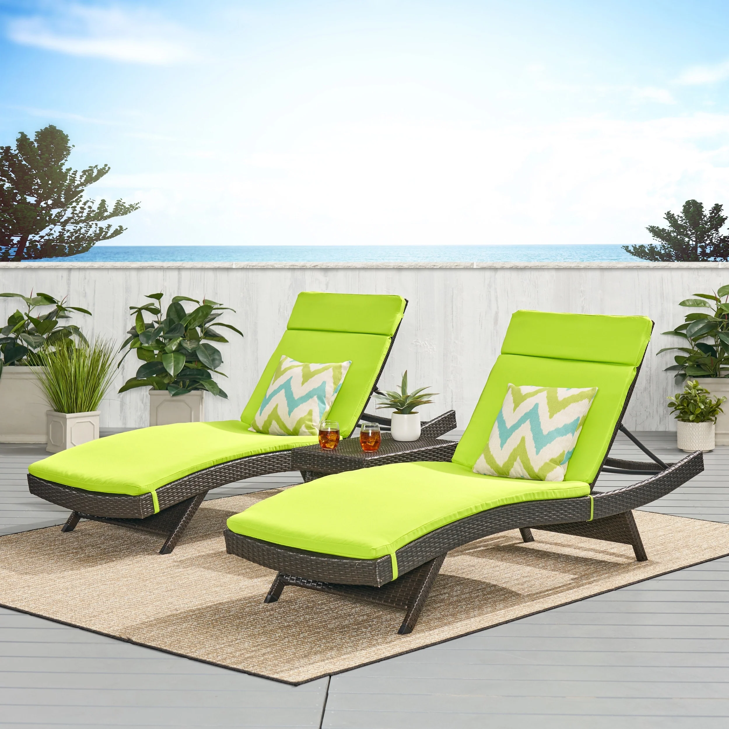 Vilano 3-piece Outdoor Cushioned Lounge Set by Havenside Home by Christopher Knight Home