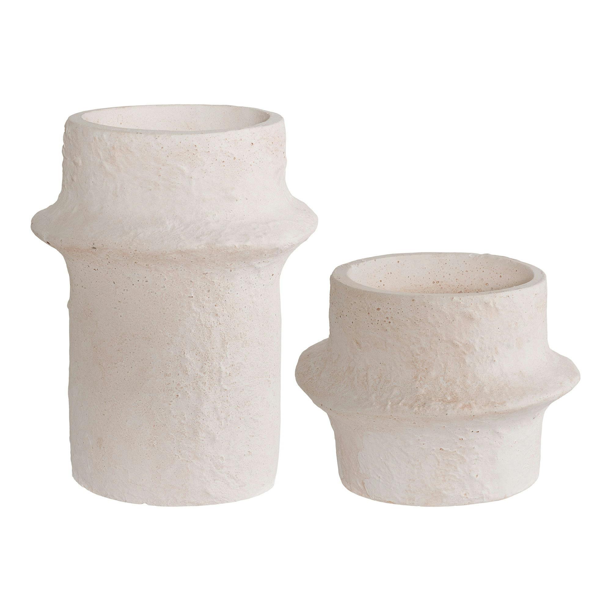Bougeoir en ciment brut (lot de 2) - design organique, 2 hauteurs