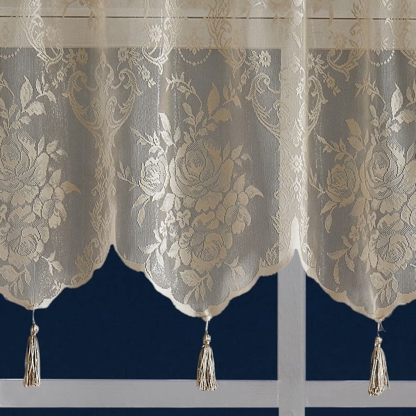 WARM HOME DESIGNS Lace Kitchen Valance with 6 Tassels - 54" x 22"