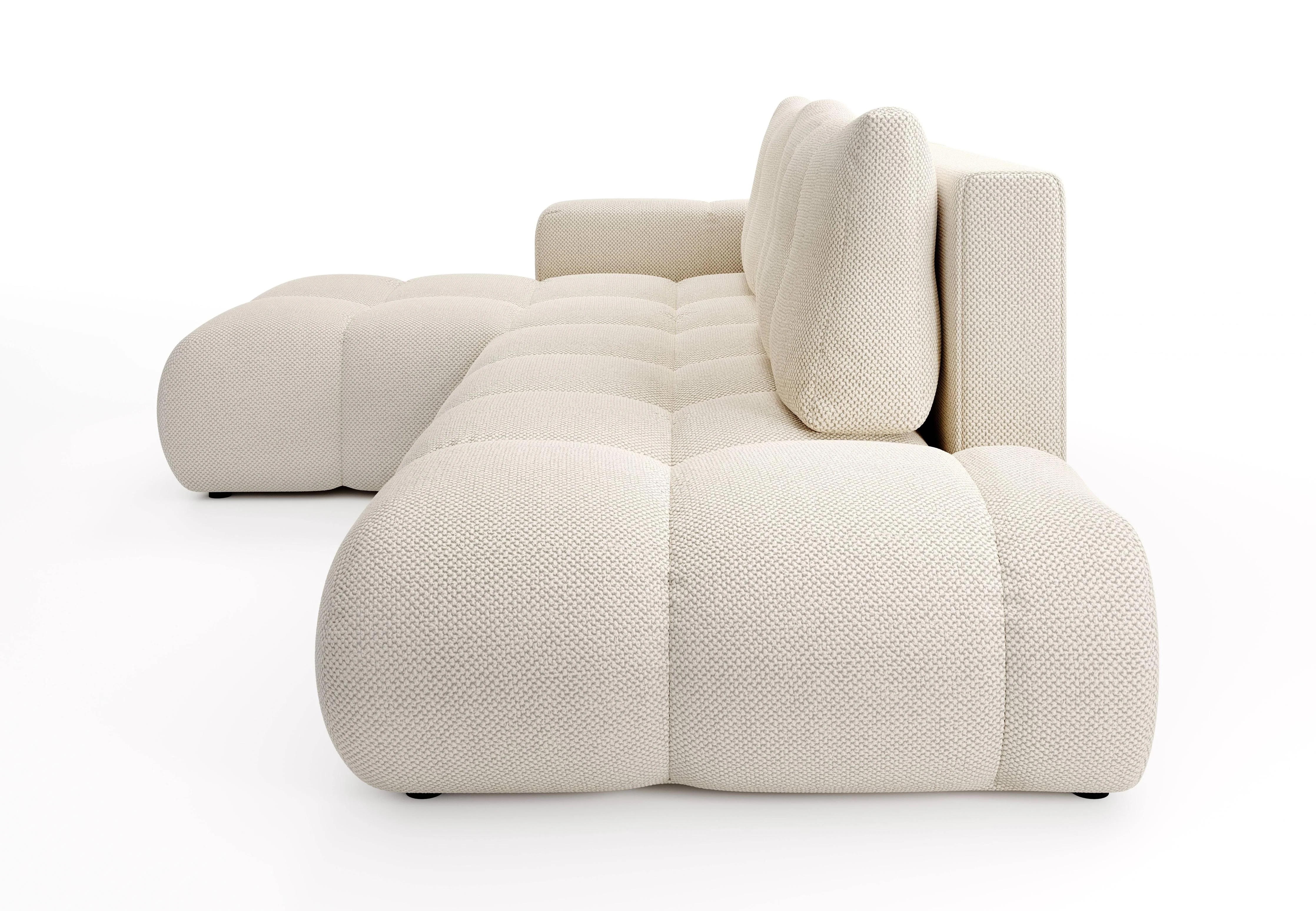 Hoekbank SOLA met slaapfunctie links chenille bouclé