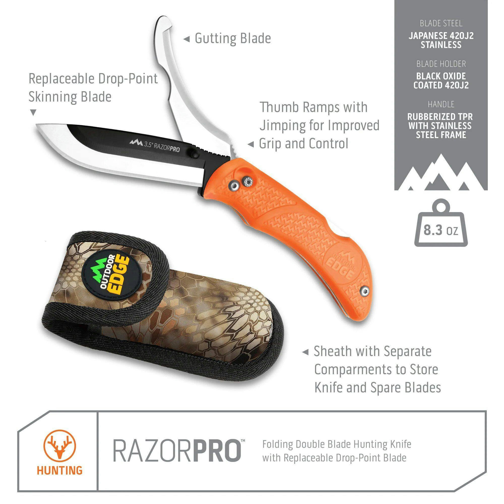 Outdoor Edge Razor-Pro Folding Knife w/ RePlacement Blades & Sheath