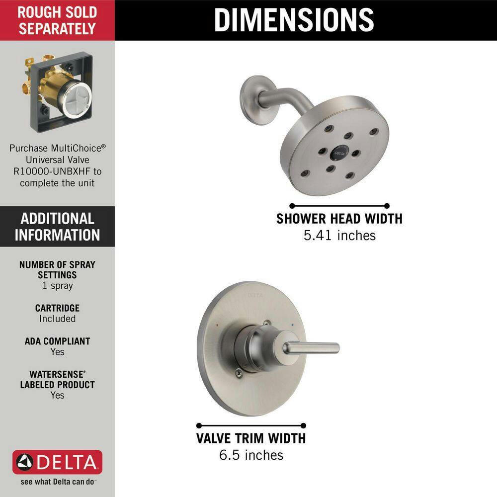 Delta Faucet Trinsic Monitor® 14 Series Single Handle H2Okinetic Shower Trim Kit, Assorted Finishes