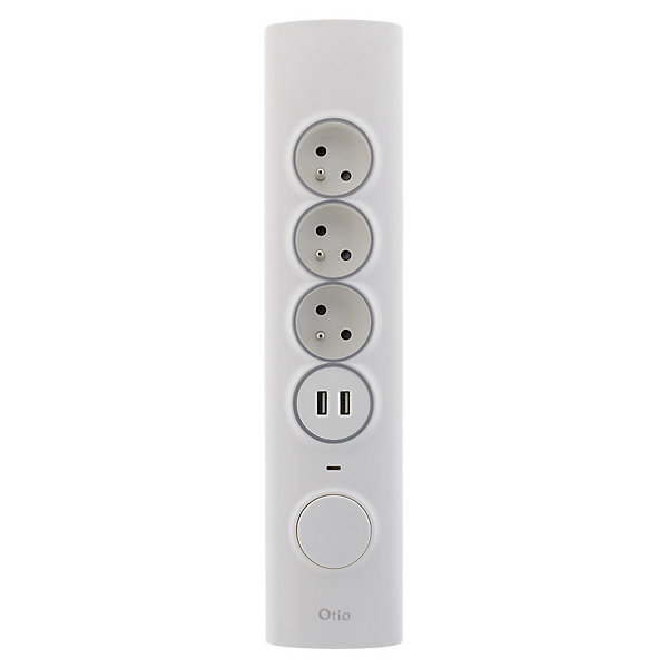 Multiprise d'angle 3 prises   2 USB à câbler