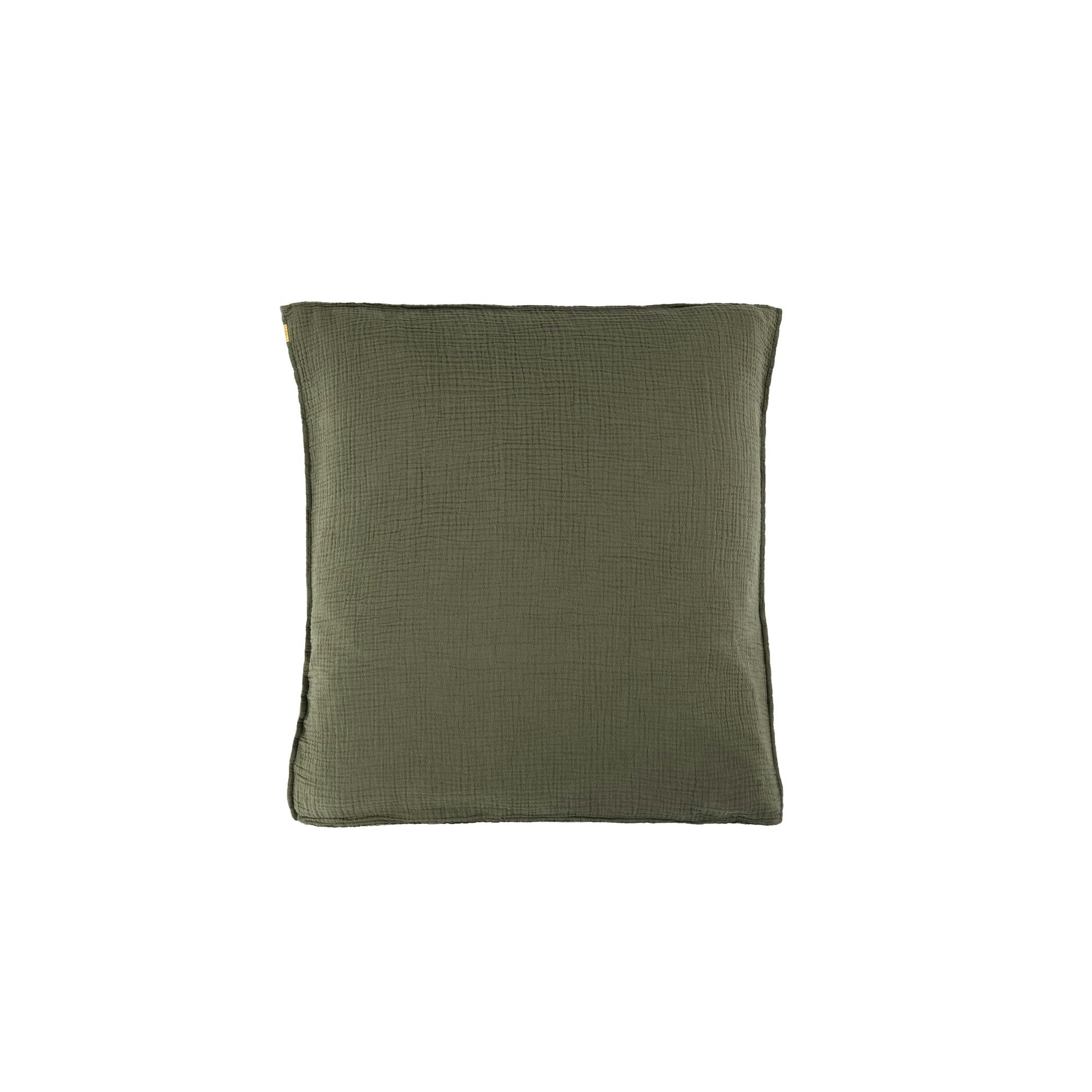 - Taie d'oreiller en double gaze de coton vert câpre 65x65 cm