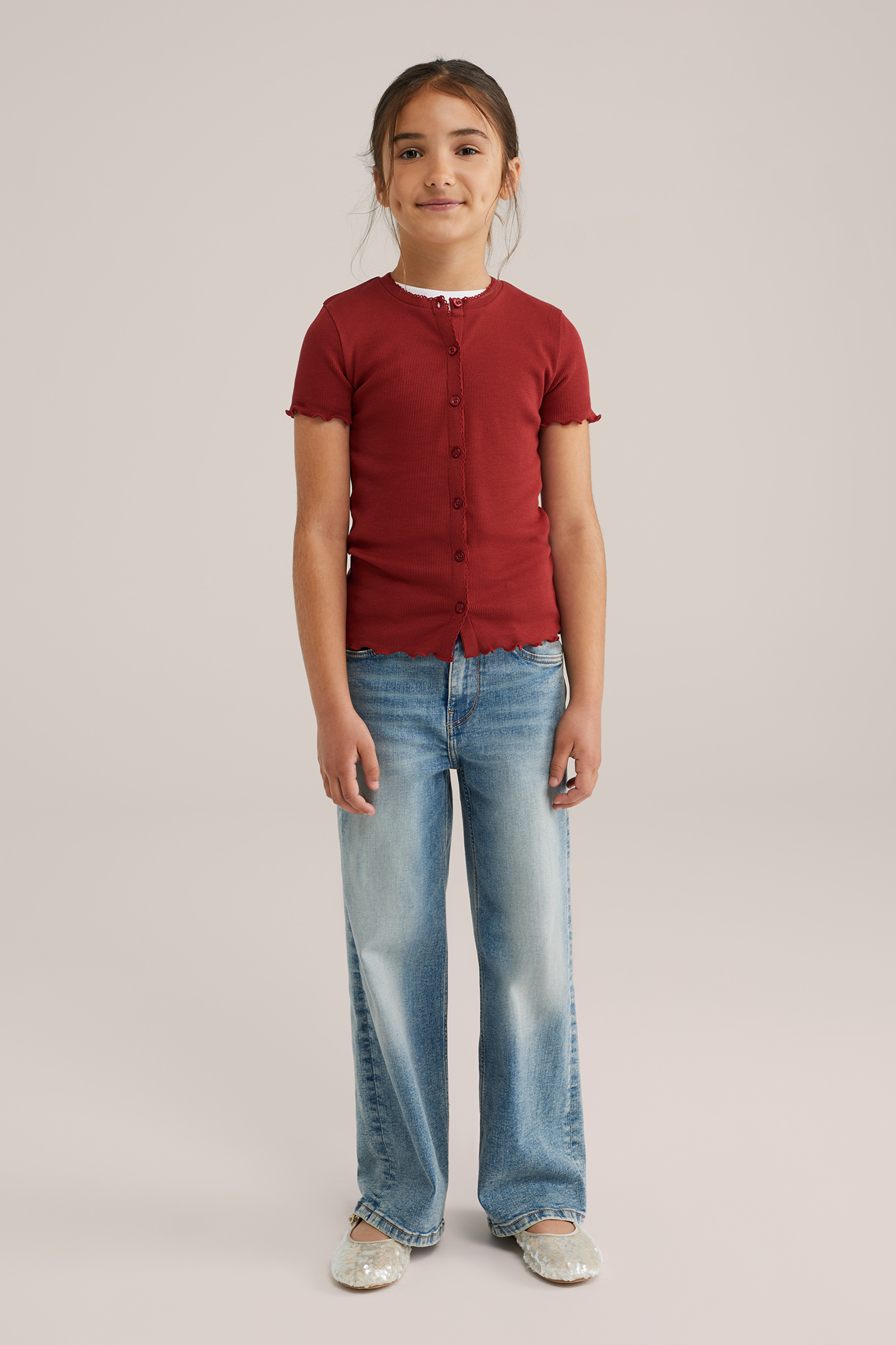 Meisjes vest van ribstof