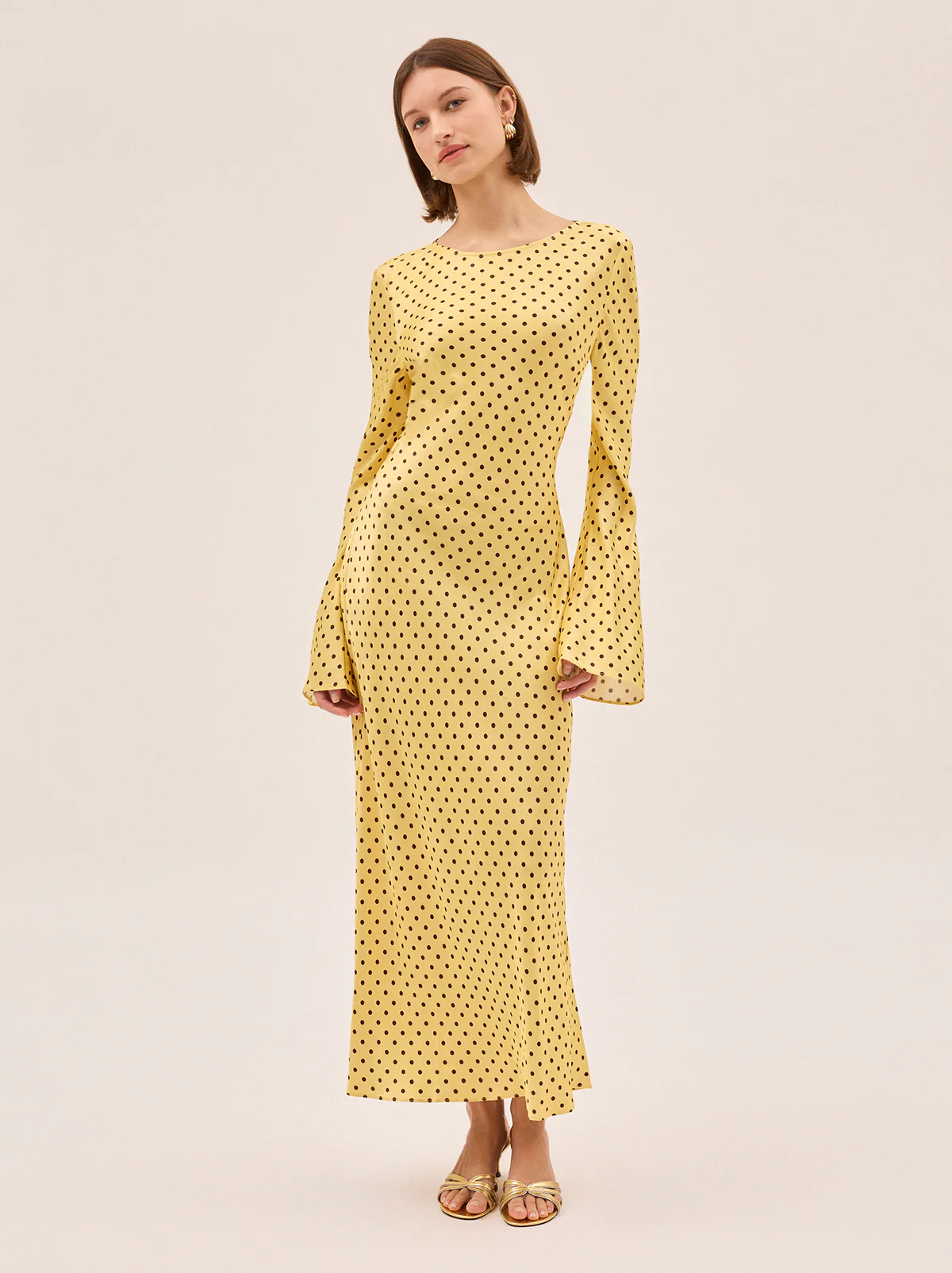 Keira Yellow Pin Dot  Print Dress