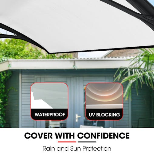 NNEMB 1x1m Aluminium Exterior Awning, Black DIY External UV Rain Protection Clear Polycarbonate Canopy Cover