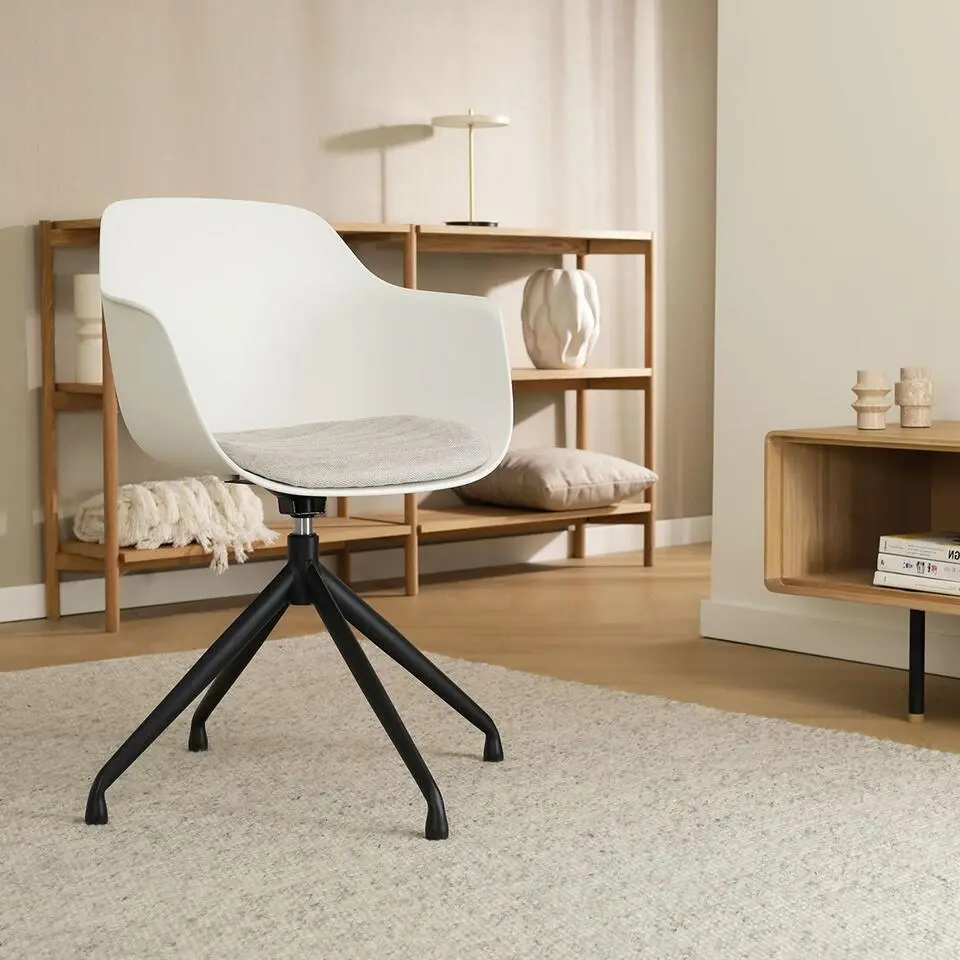 Nolon Nola-Liz Eetkamerstoel Wit - Beige - Draaibaar - Zwart