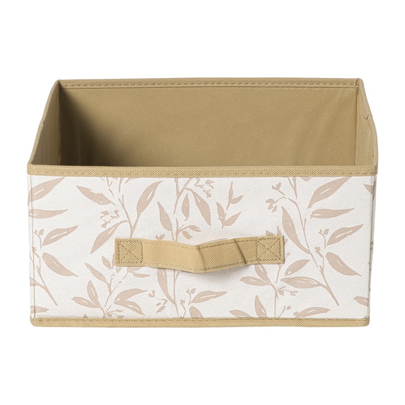 Opbergdoos leafs - bruin/beige - 15x30x30 cm