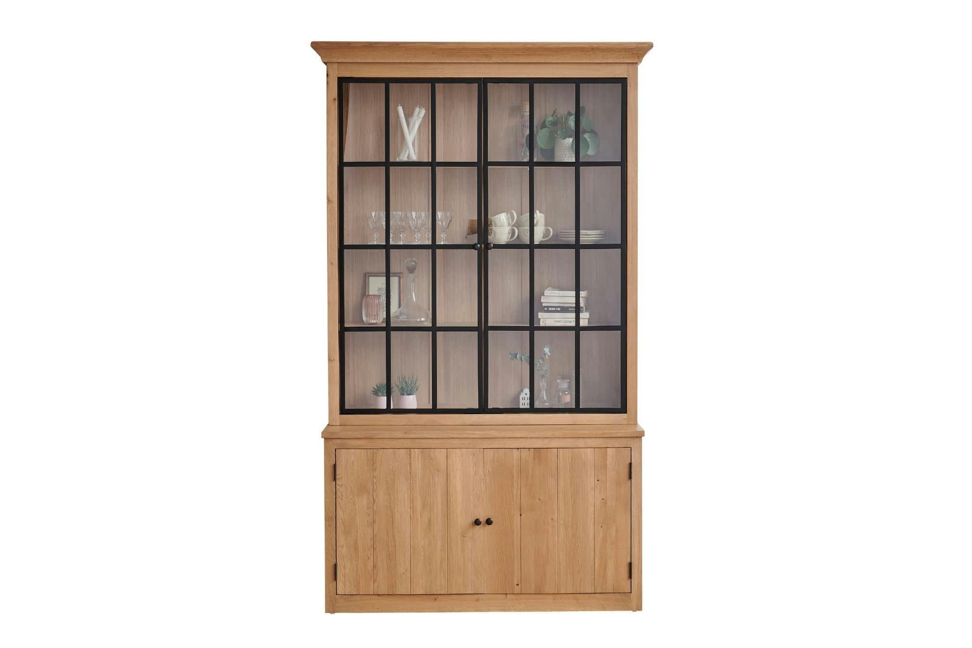 VICTORIA - Buffet vaisselier industriel en bois et métal 4 portes