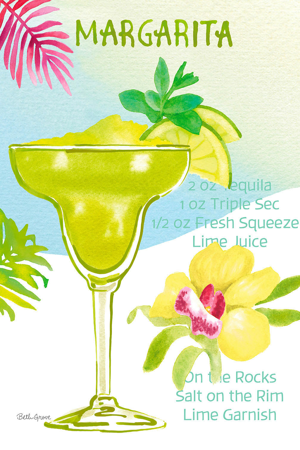 - Tableau Margarita en aquarelle imprimé sur toile 60x90cm