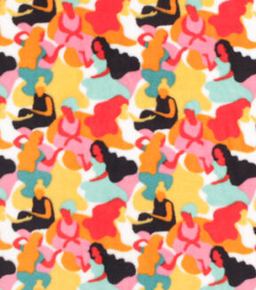 Multicolor Women's Empowerment Silhouettes Anti Pill Fleece Fabric