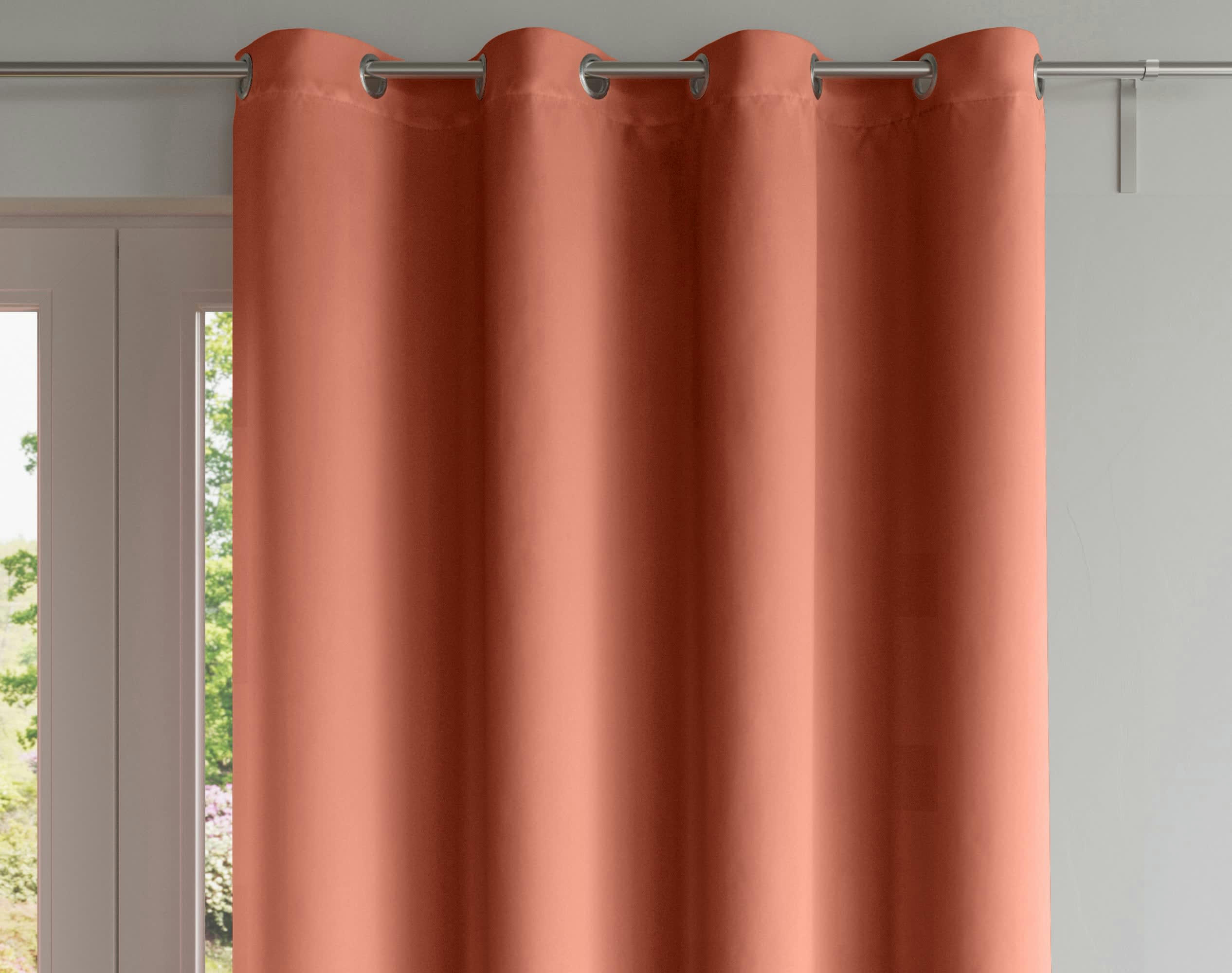 DREAMZ - Paire de rideaux 135x180 en coton rouge tomette