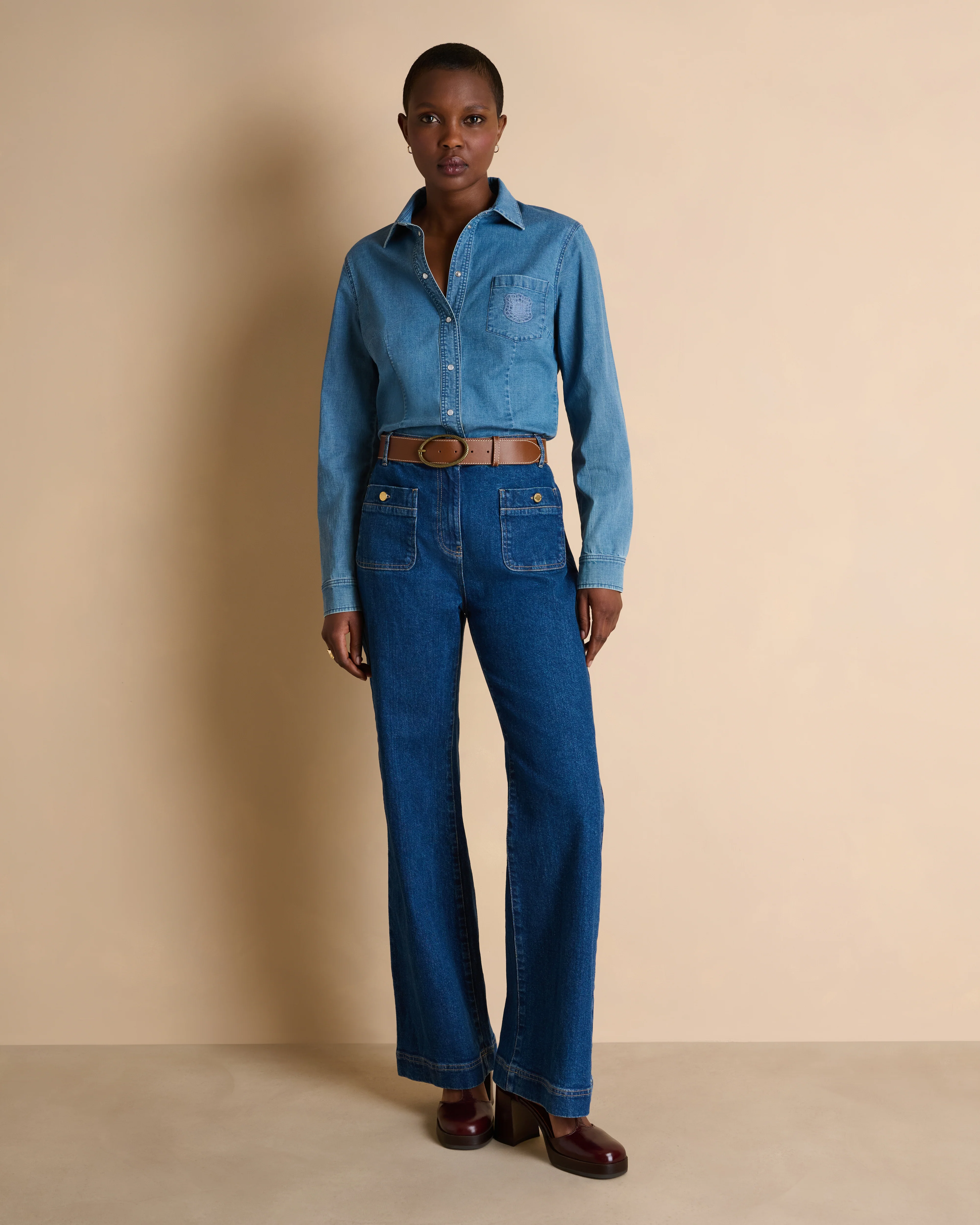 Jean flare bleu PANDORE/14133/317