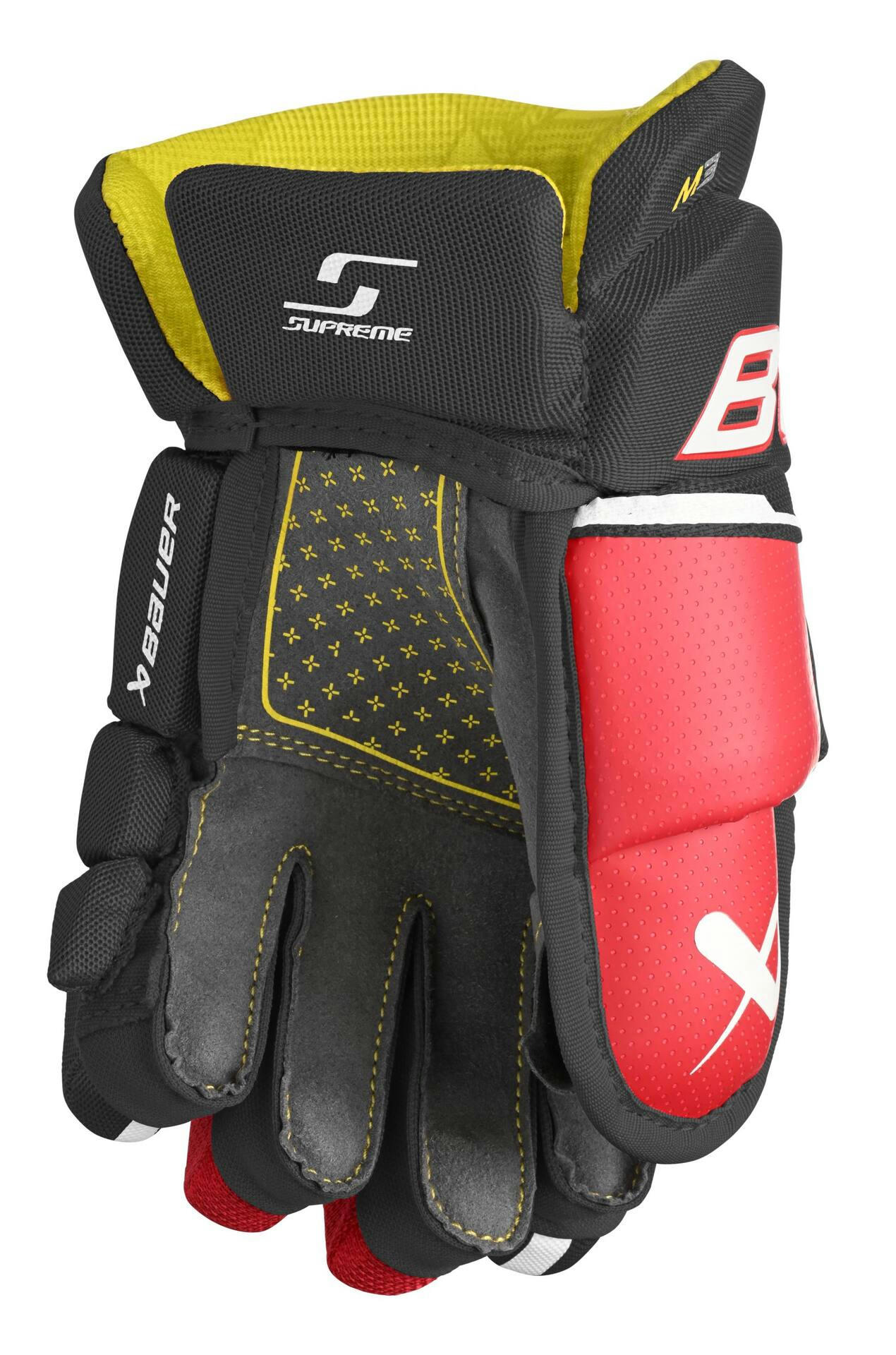 Bauer Supreme M3 Hockey Gloves, Junior, Black/Red, Assorted Sizes