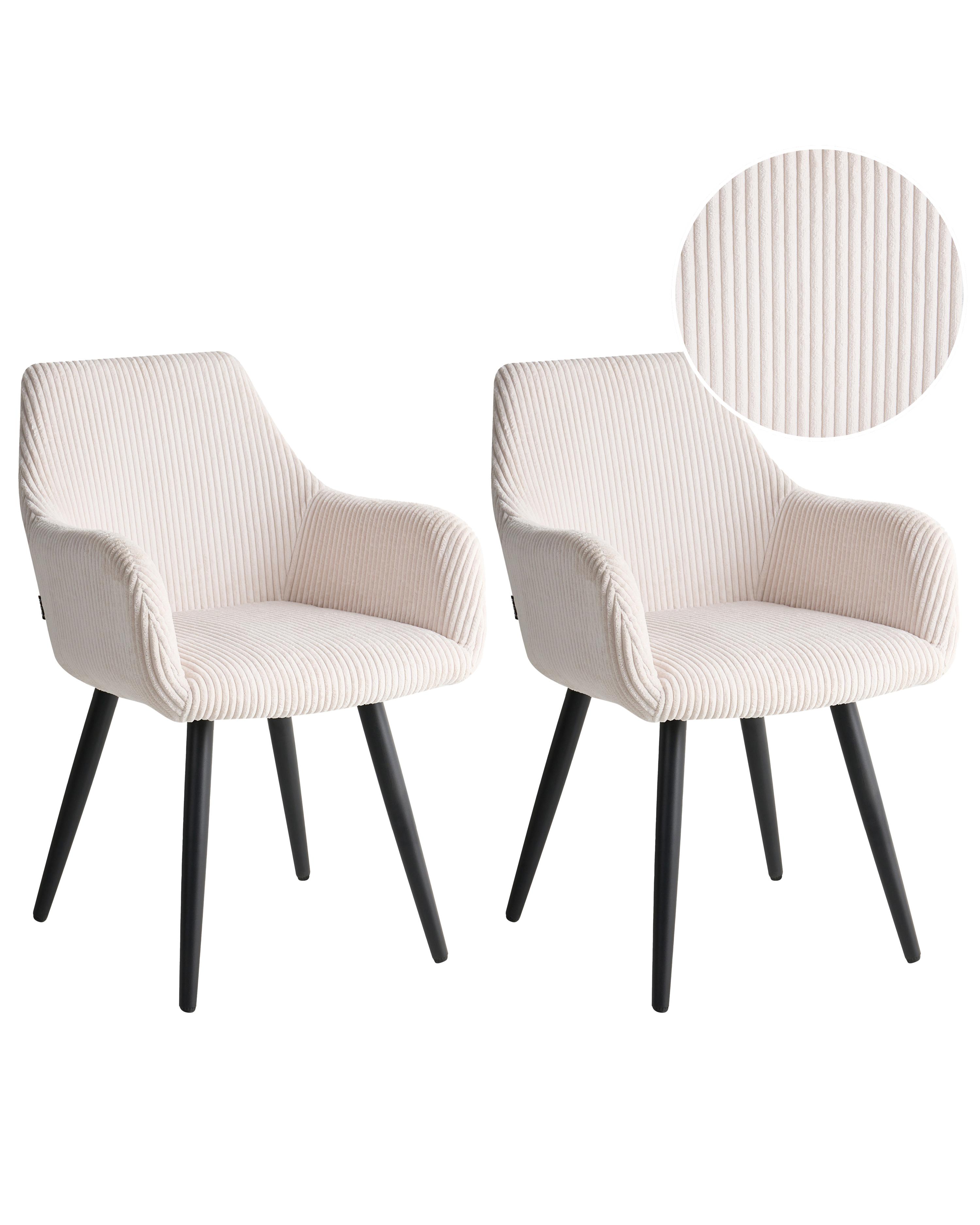 Set of 2 Dining Chairs MORI Corduroy Light Beige