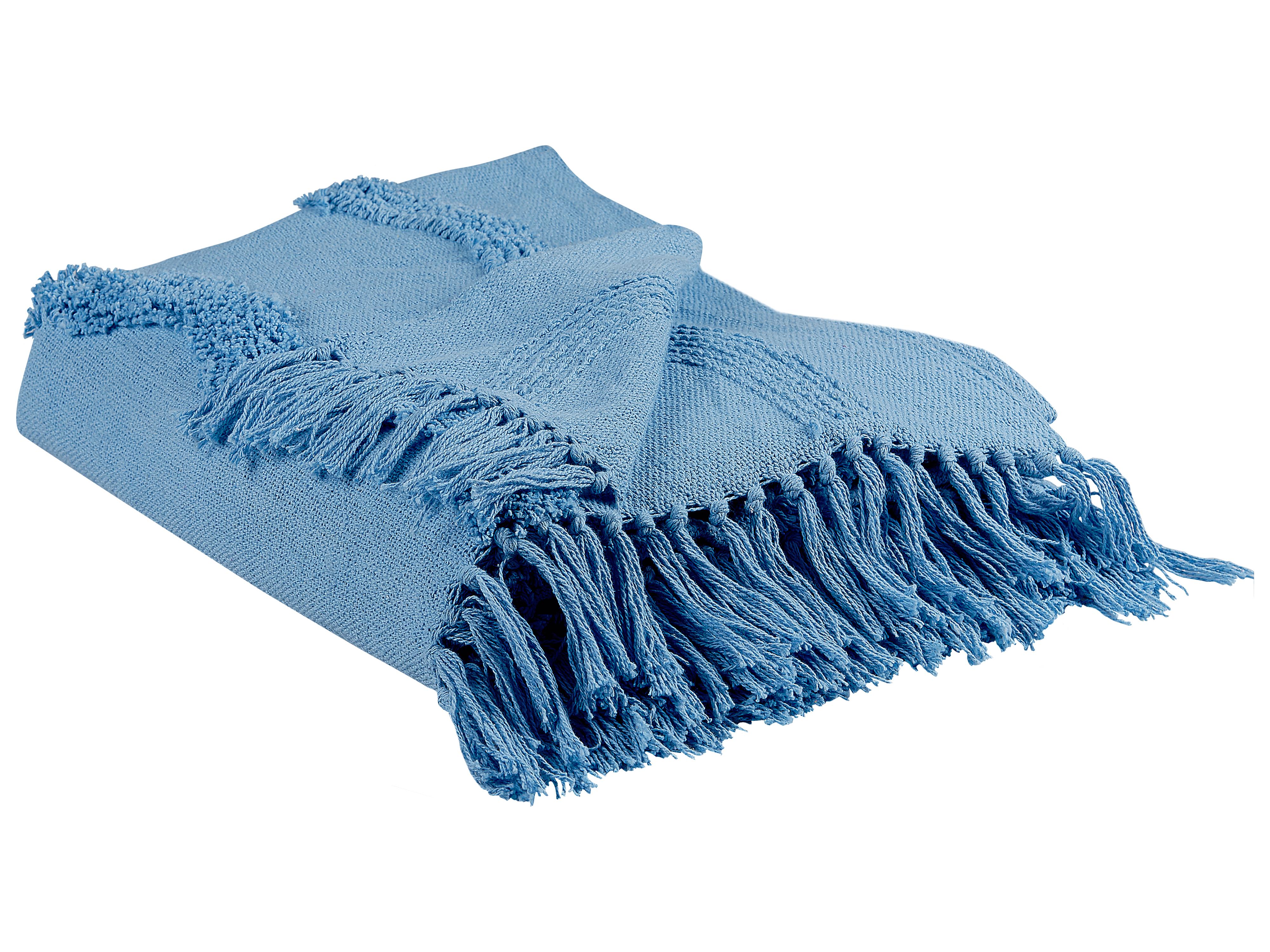 Blanket KHARI Cotton 125 x 150 cm Light Blue