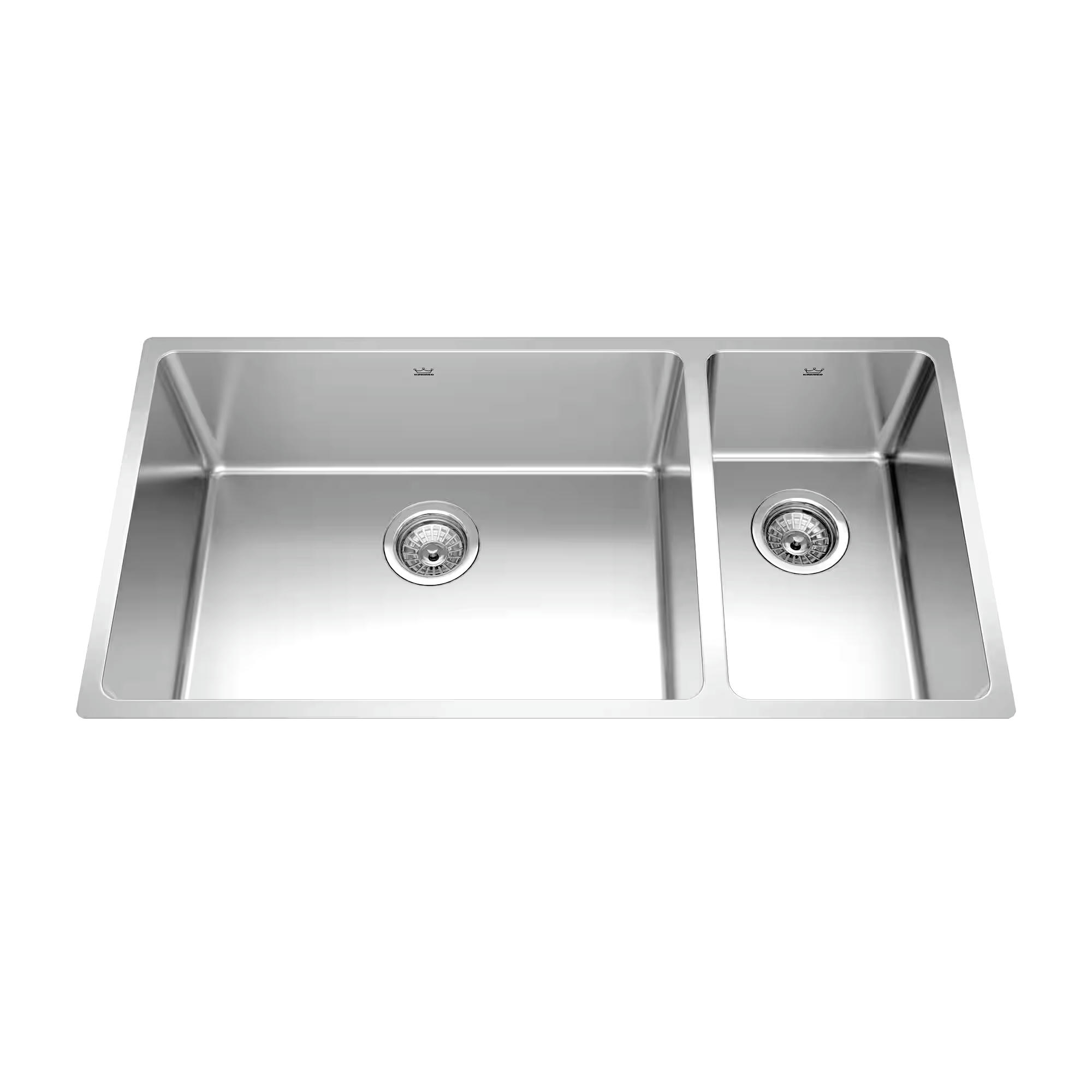 Kindred Brookmore Undermount Double Bowl Kitchen Sink, 35.6-in x 18.1-in x 9-in, Stainless Steel