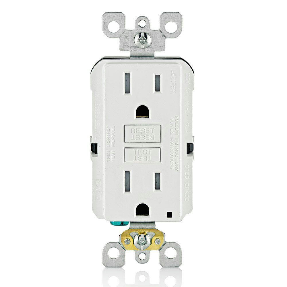 Leviton GFTR1-772 Decora Tamper-Resistant Slim GFCI Receptacle/Outlet with Wall Plate, 15A, 125V, White