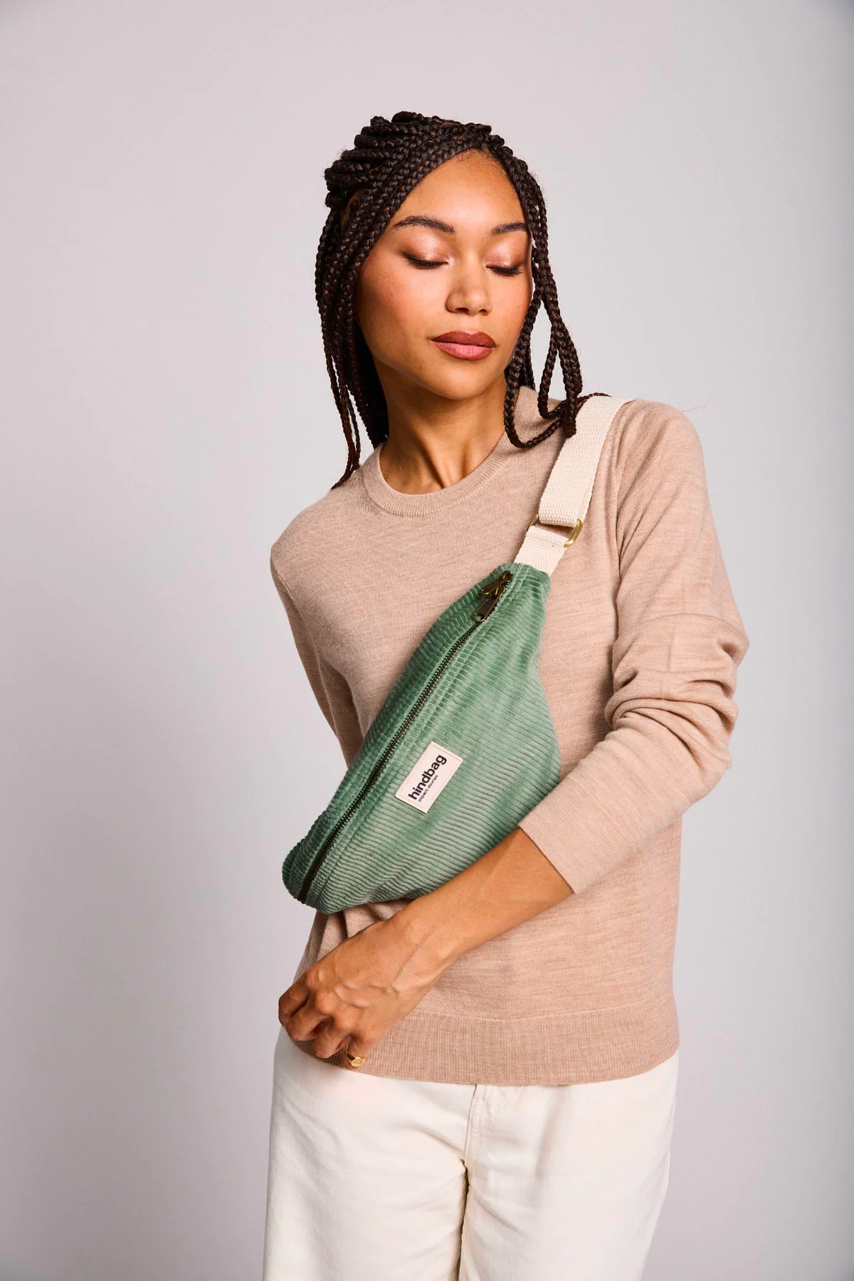 Sac banane Olivia Velours Vert d'eau