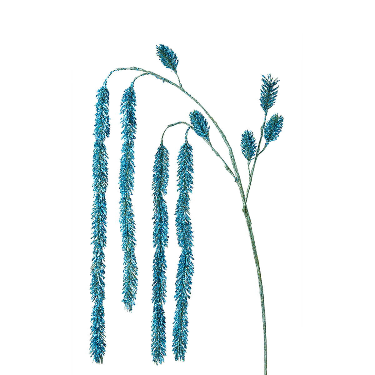 NOËL - Branche de pin pailletée artificielle bleue H172