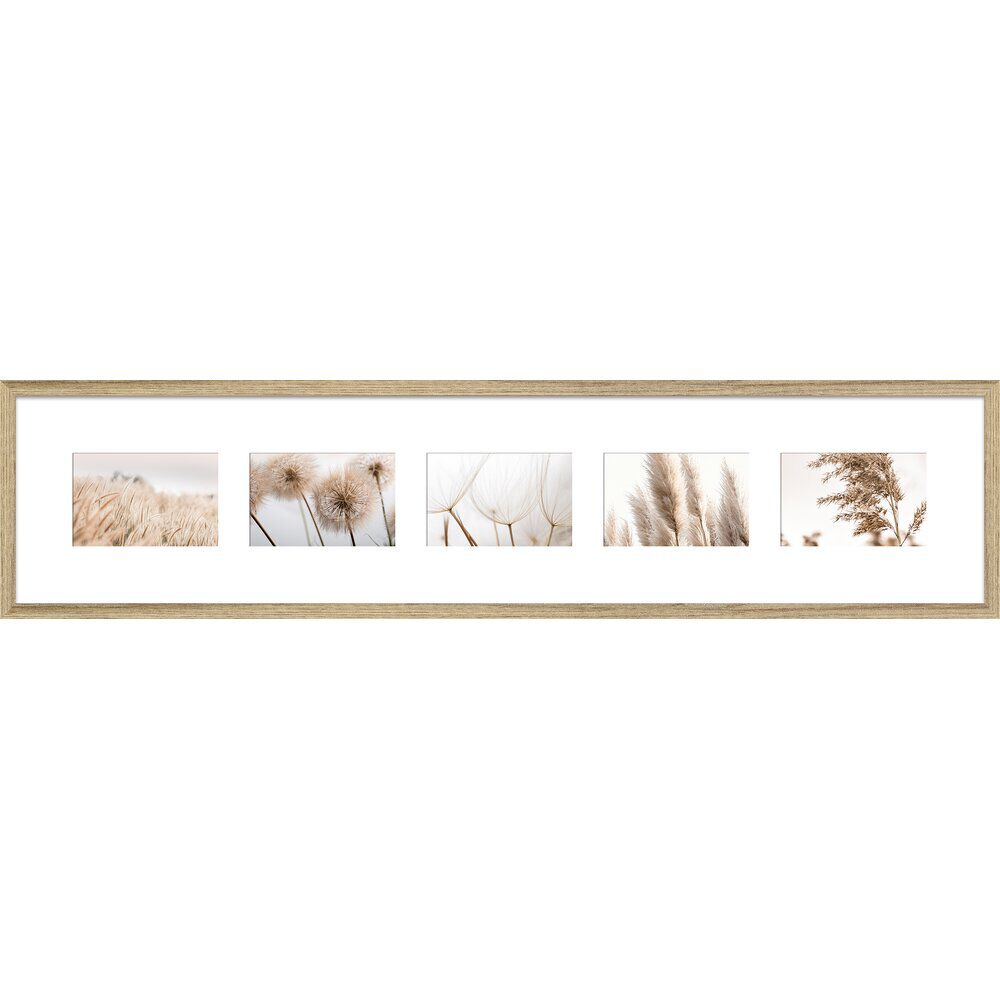 Pêle-mêle 5 vues contour bois 23x96cm (2 modèles)