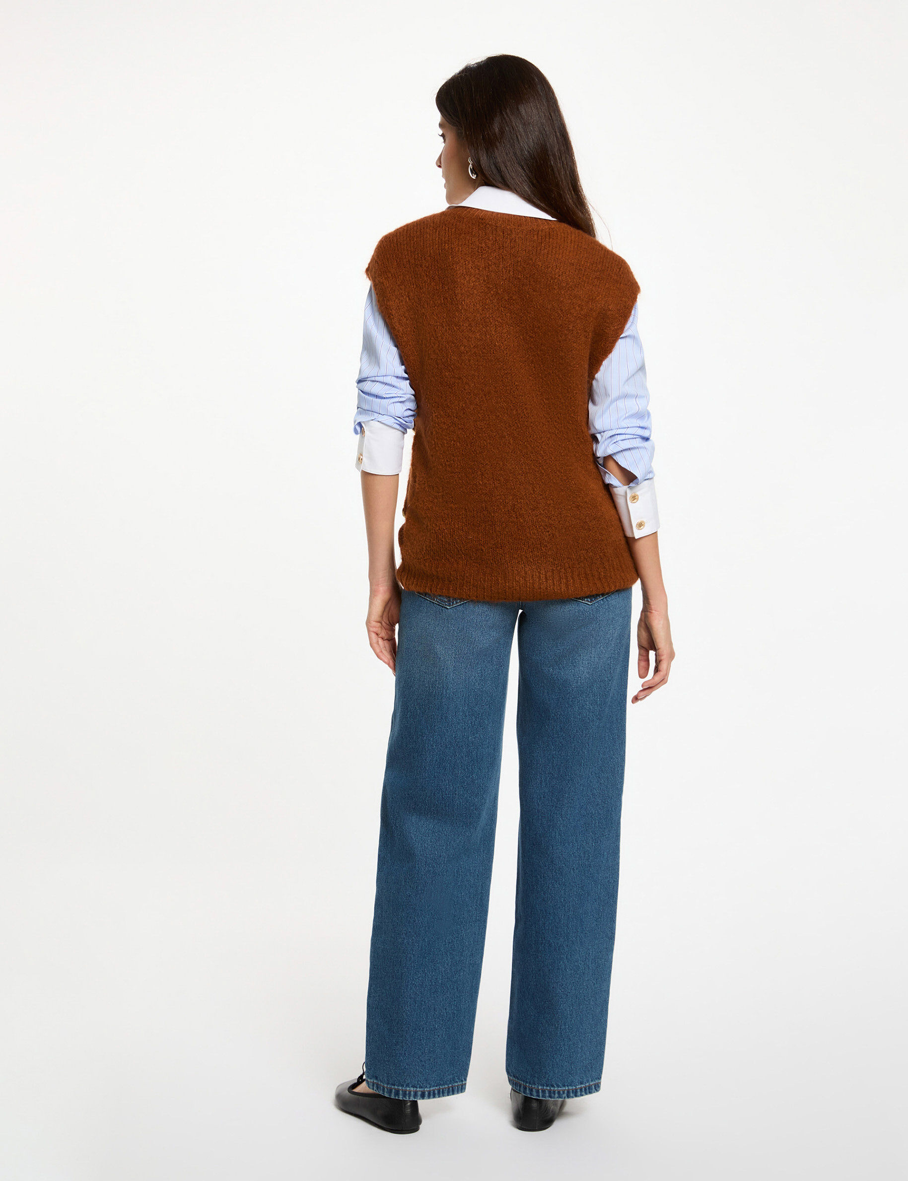 Sleeveless Jumper Cognac Brown Women