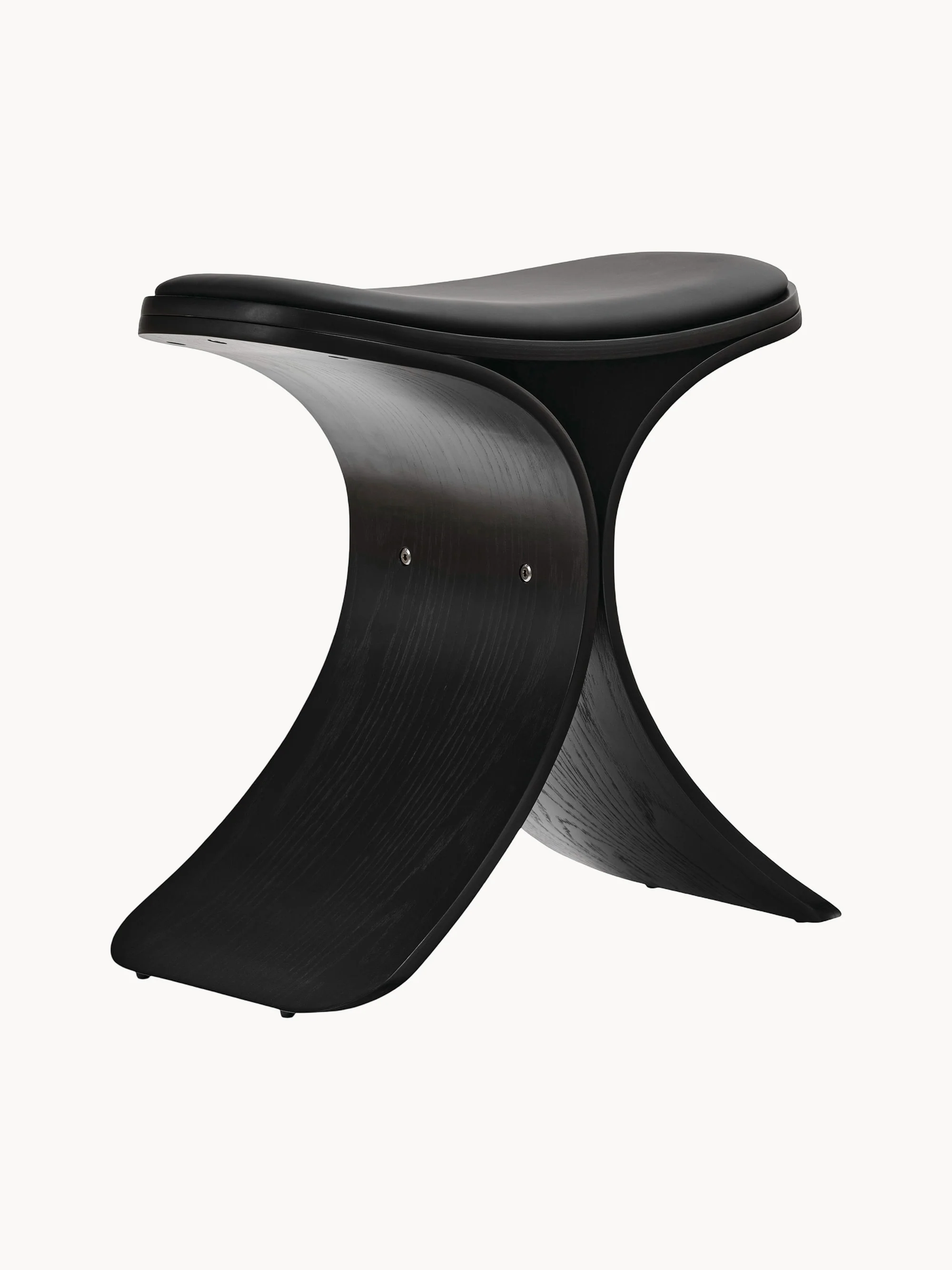 Hocker Luno aus Eichenholz mit Ledersitz