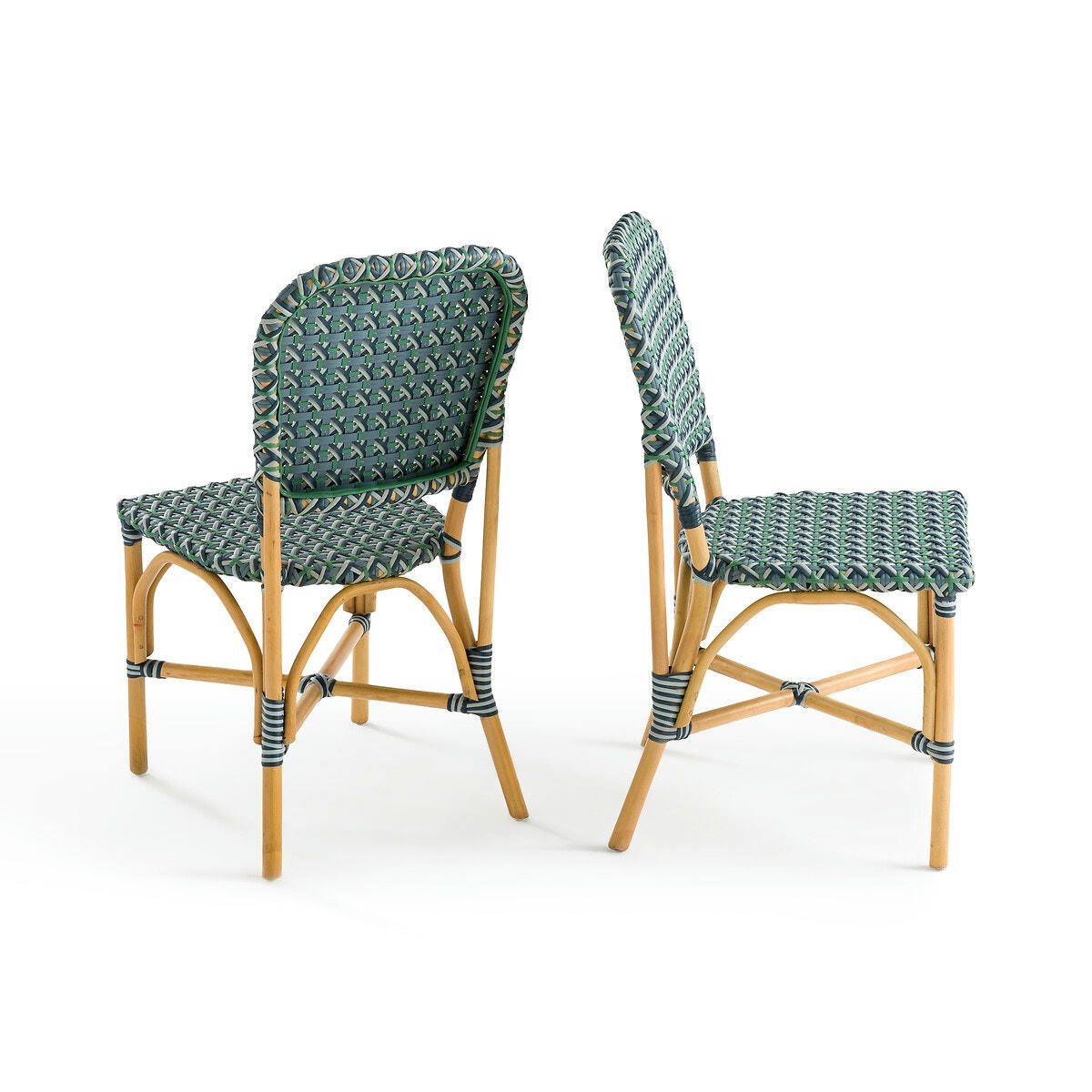 Lot de 2 chaises tressées et rotin, Musette