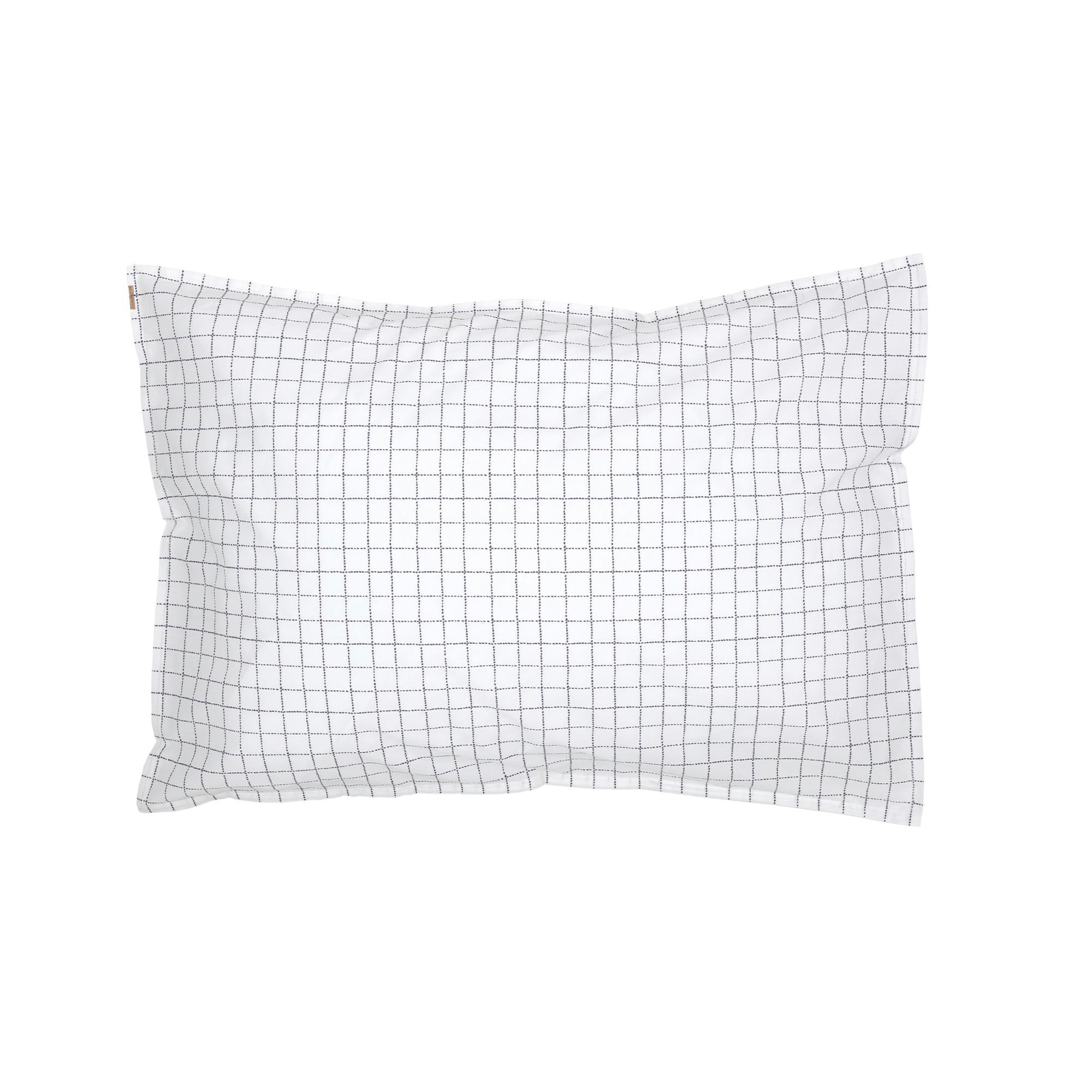 - Taie d'oreiller en percale de coton bio à carreaux 50x70 cm