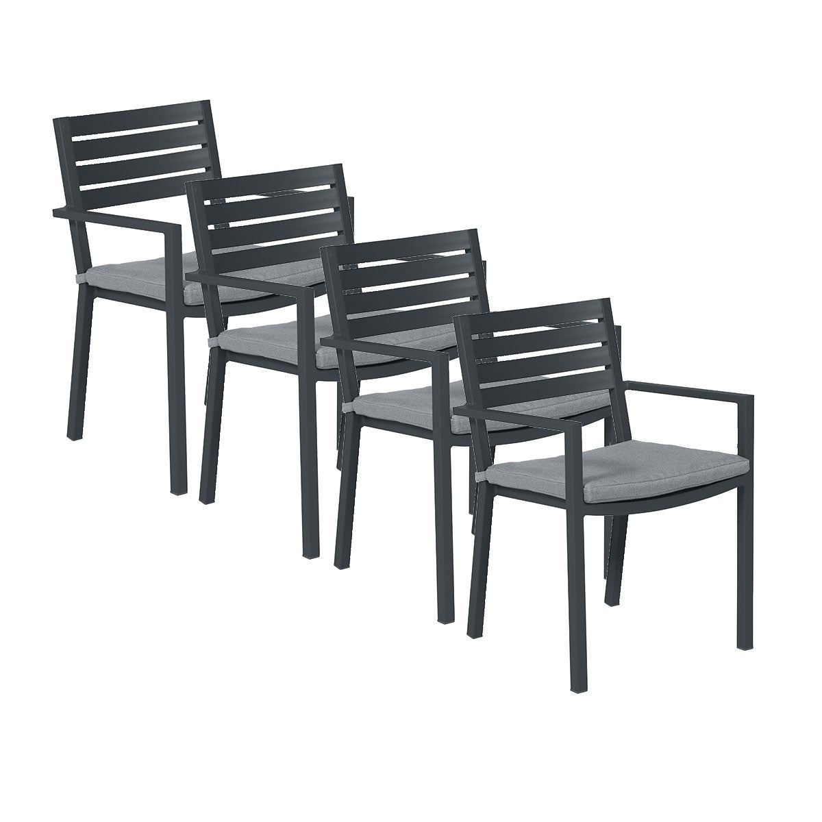 Garden Impressions tuinstoel Amarillo donker grijs - 4 stuks