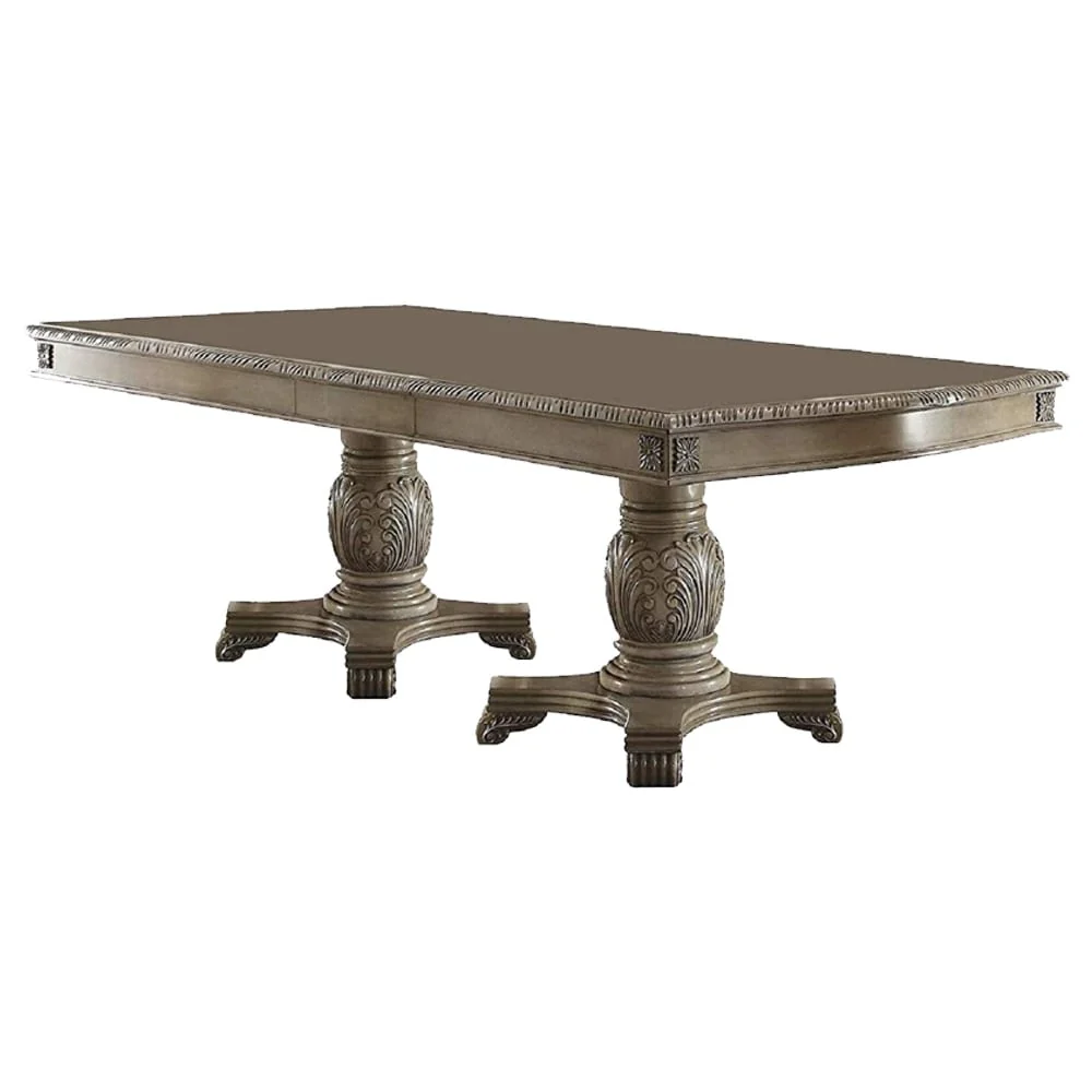 Chateau de Ville Dining Table w/Double Pedestal in Antique White - Antique White
