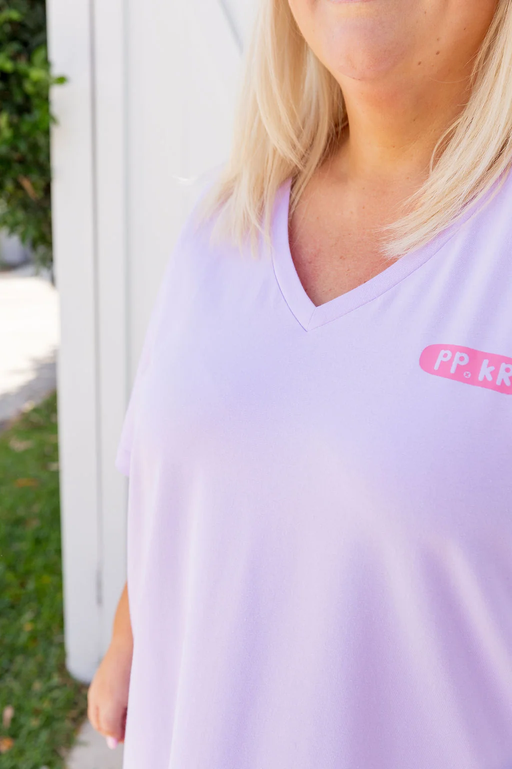 Della Relaxed V-Tee in Be Okay Lilac by Kasey Rainbow