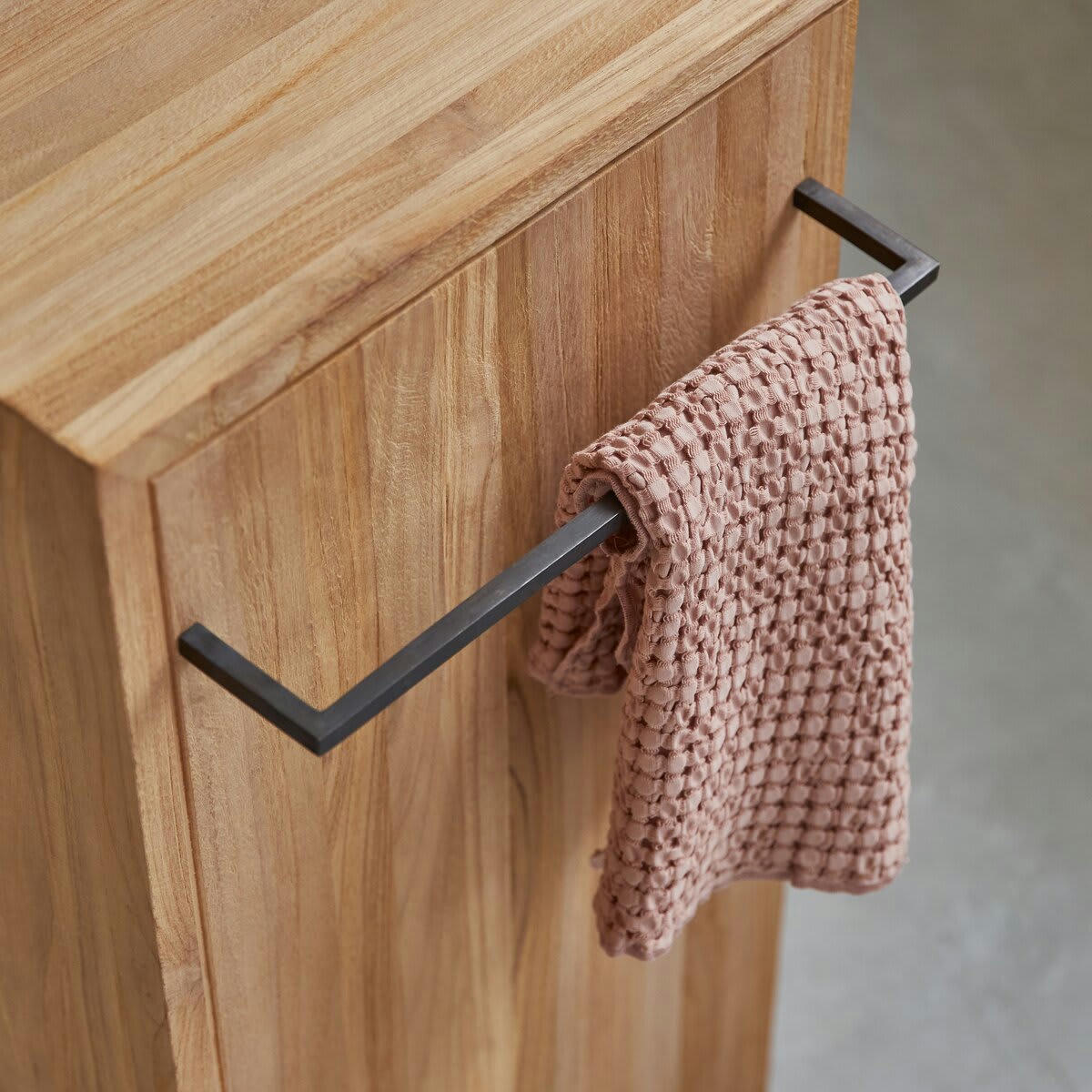 STELLE - Meuble sous vasque en teck massif droit