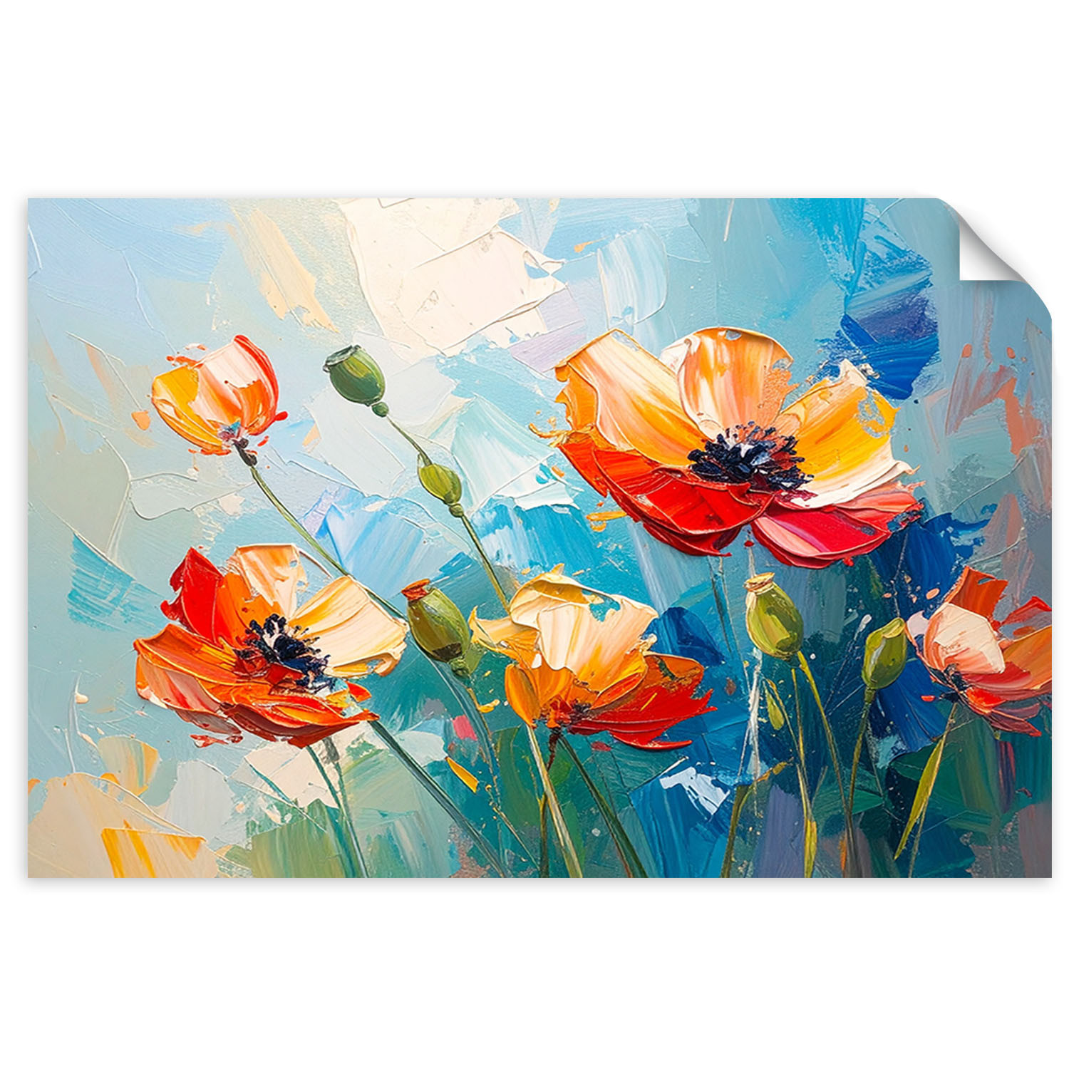 Plakat samoprzylepny Feeby Czerwone Maki Kwiaty 30x20