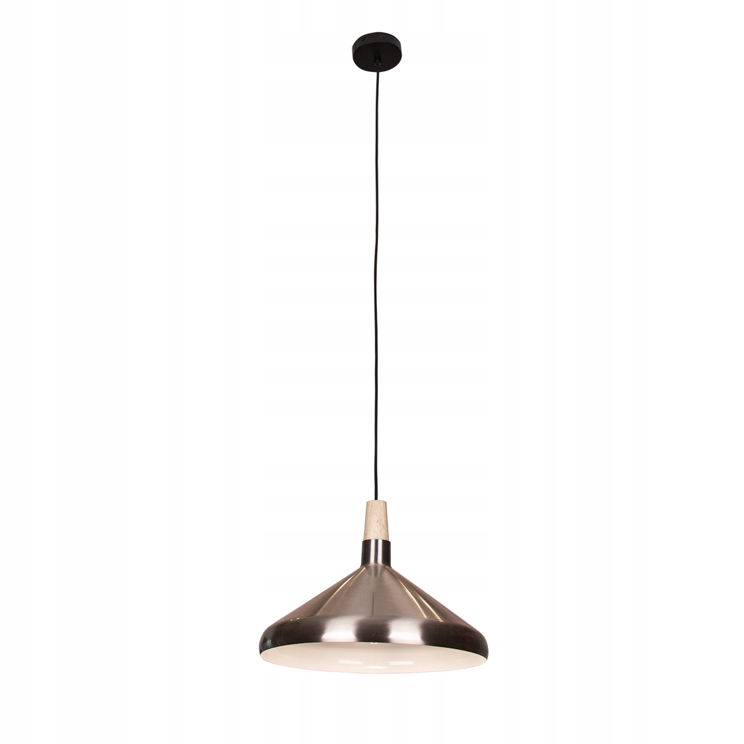 Lampa Sufitowa Wisząca Do Salonu Jadalni Srebrna Drewno