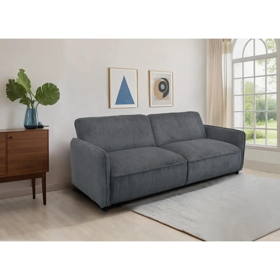 Alicia - Slaapbank 3-zits in antraciet stof