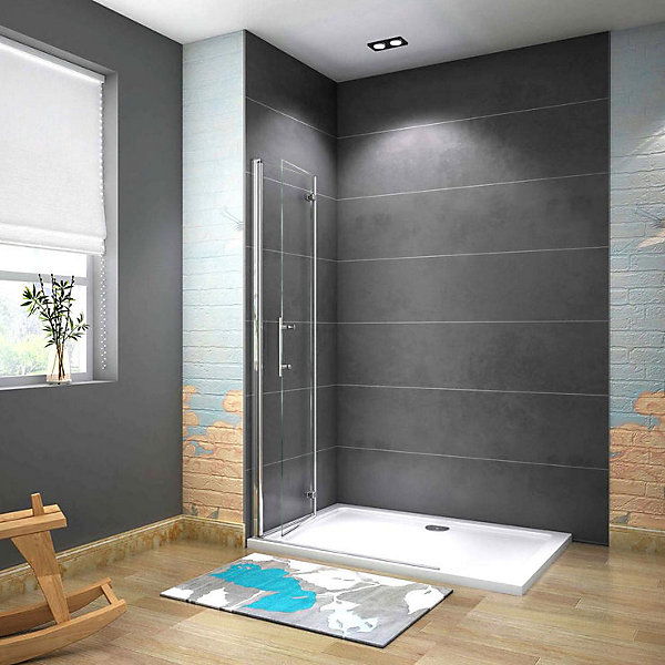 Paroi de douche pliante en Chrom 115x185 cm - 6mm verre anticalcaire - paroi pivotante et pliante