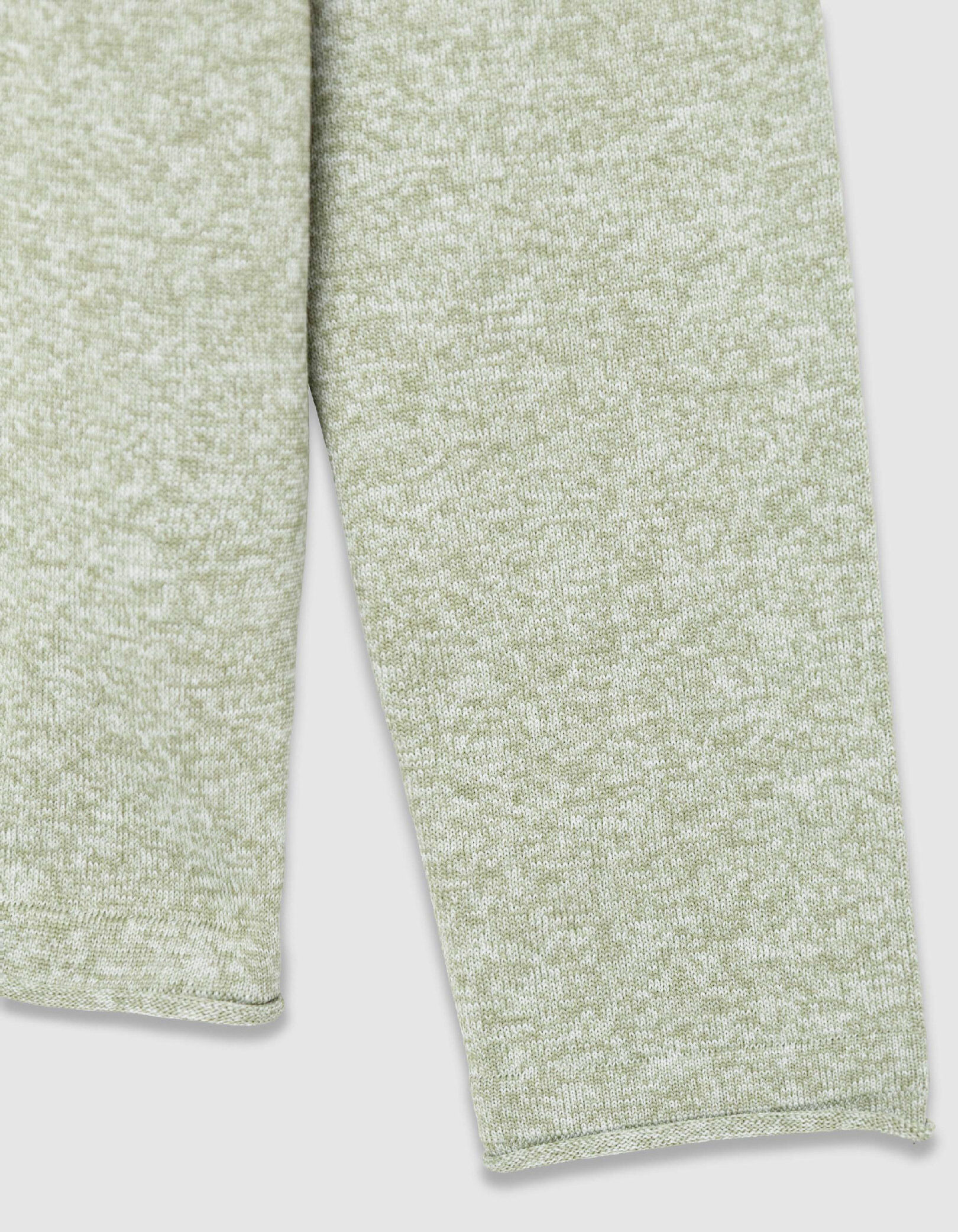 Pull col rond vert tricot fin mouliné Homme