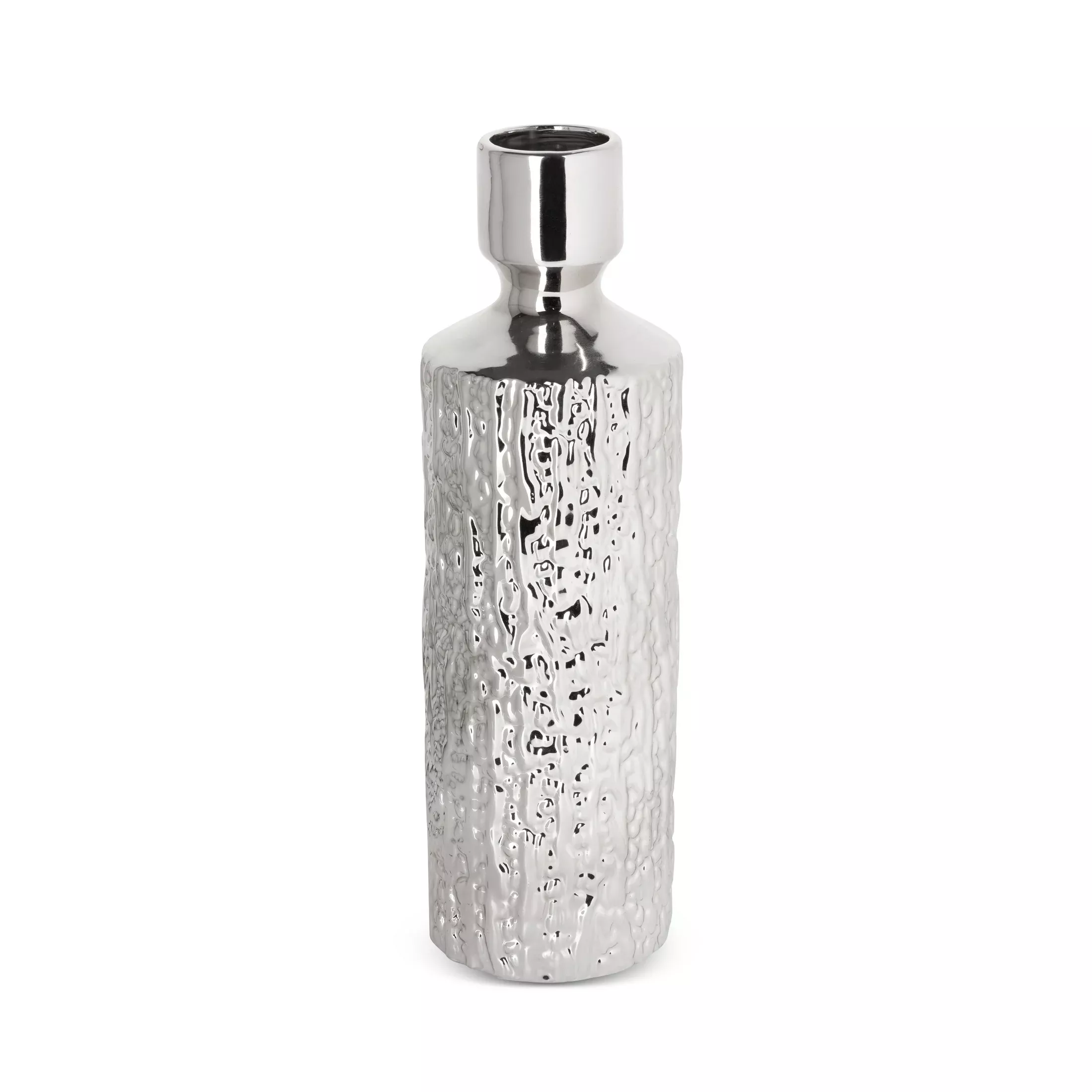 Wazon z dolomitu srebrny dekoracyjny średnica 13x43 cm ERNA