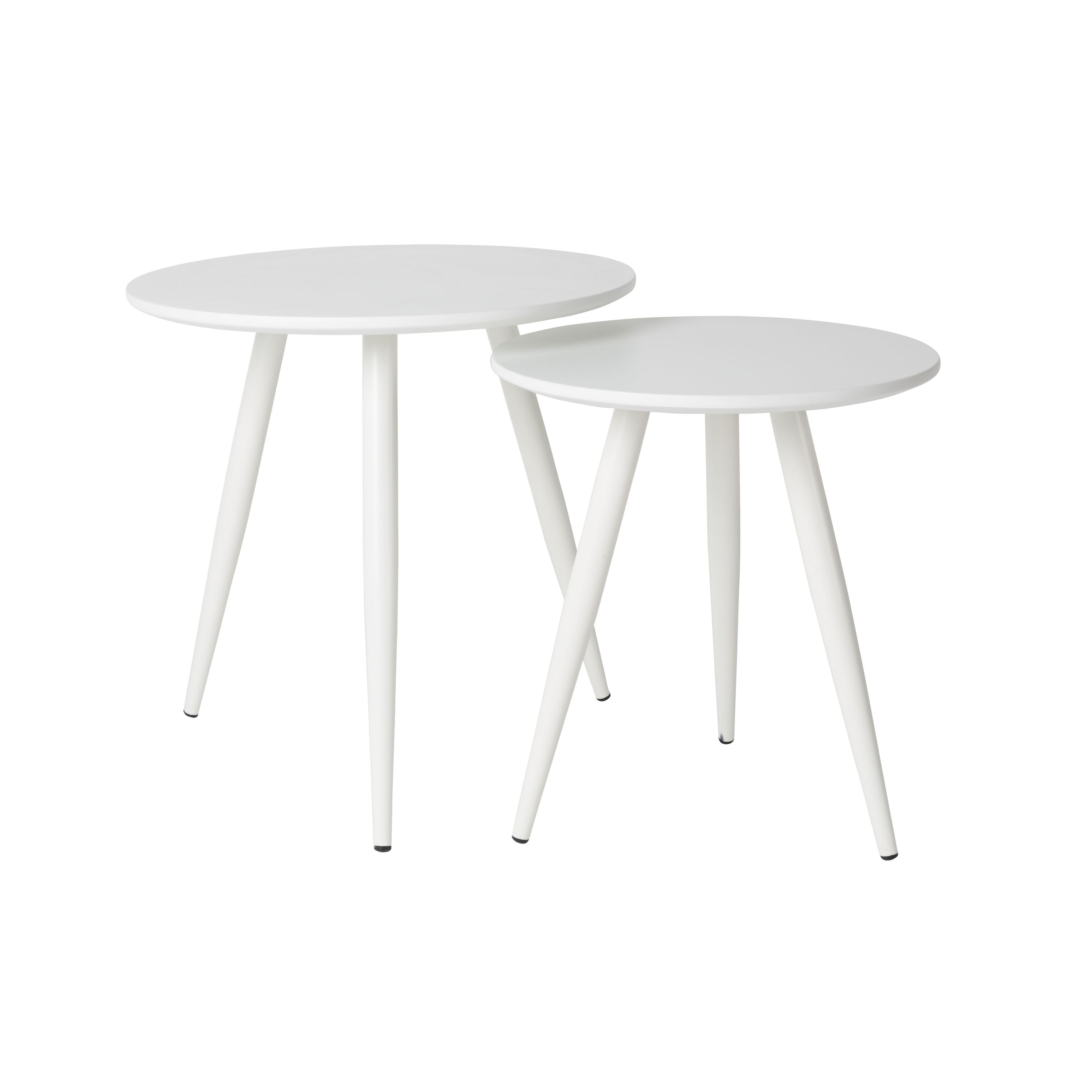 Housecraft Living Daven Bijzettafel Rond Hout Wit - Set van 2