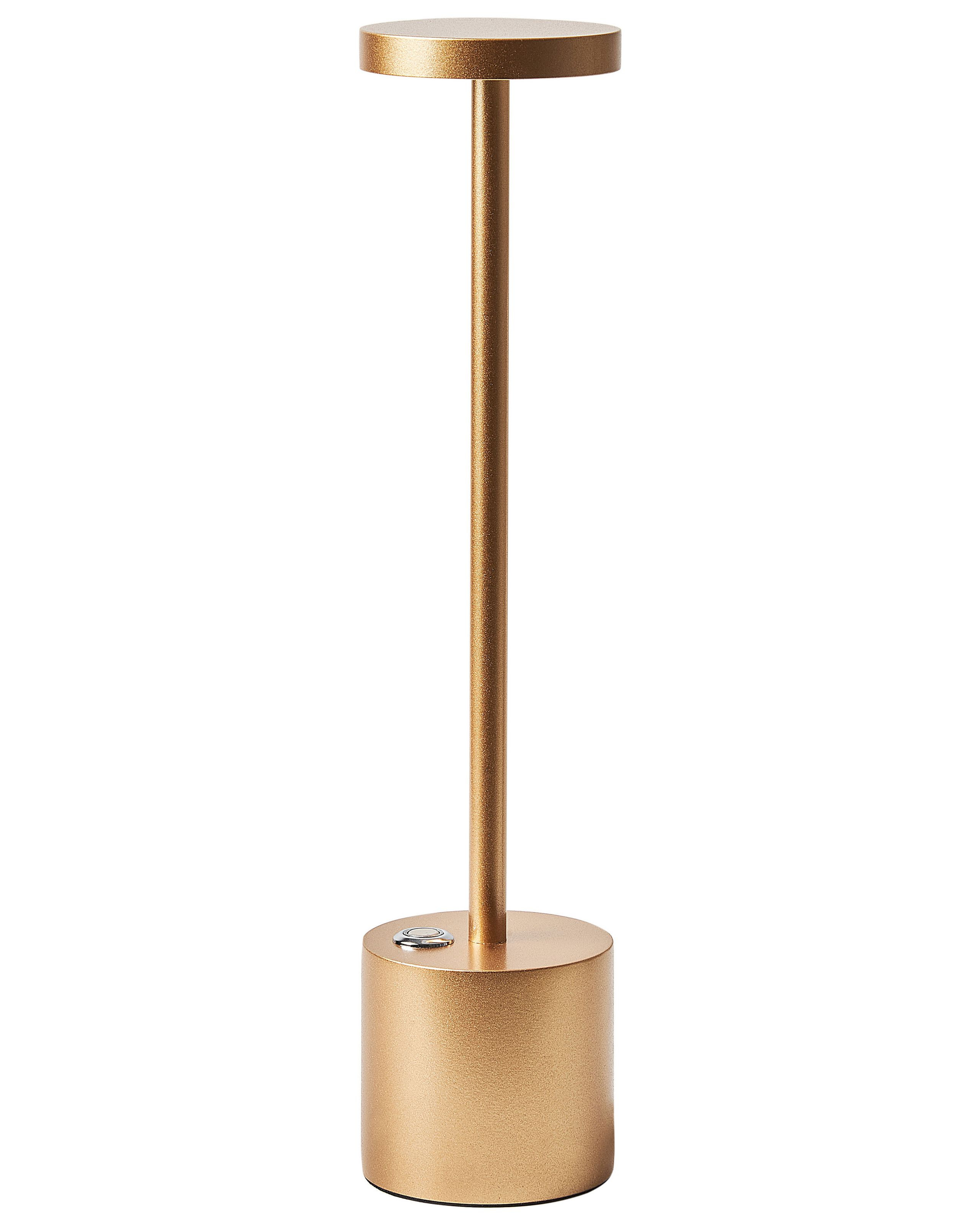 Nowoczesna lampa stołowa metalowa złota
