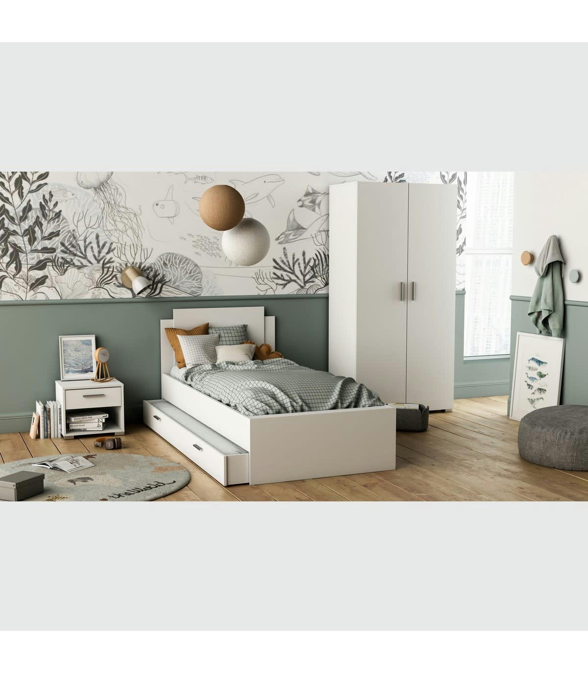 IZZY - Armoire 3 portes avec penderie - L135 x H186 cm