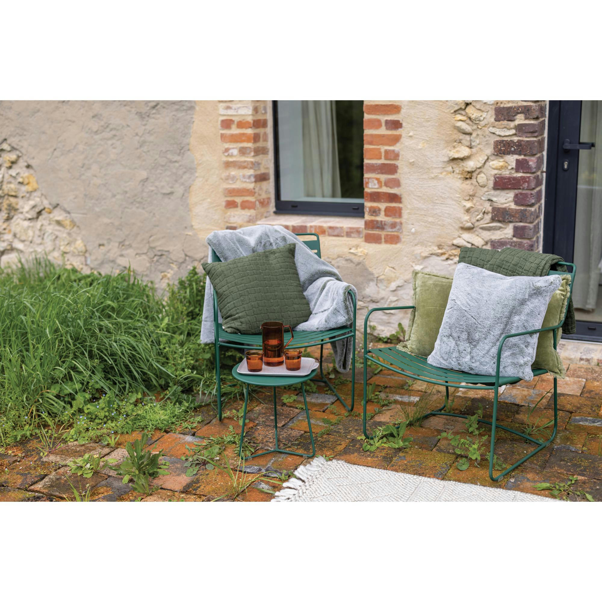 SWAMI - Couvre lit stonewashed  en coton olive 180 x 260