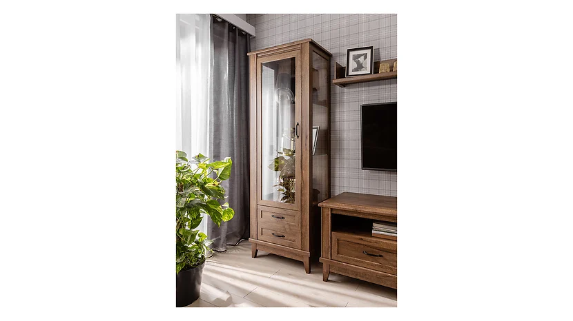 Witryna Reno 65 cm z drzwiami i 2 szufladami dąb april