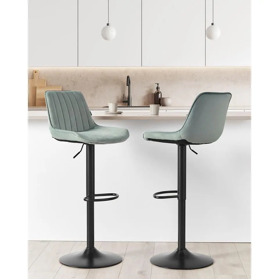 DUBROVNIK - Barkruk set van 2 - Mintgroen - Fluweel