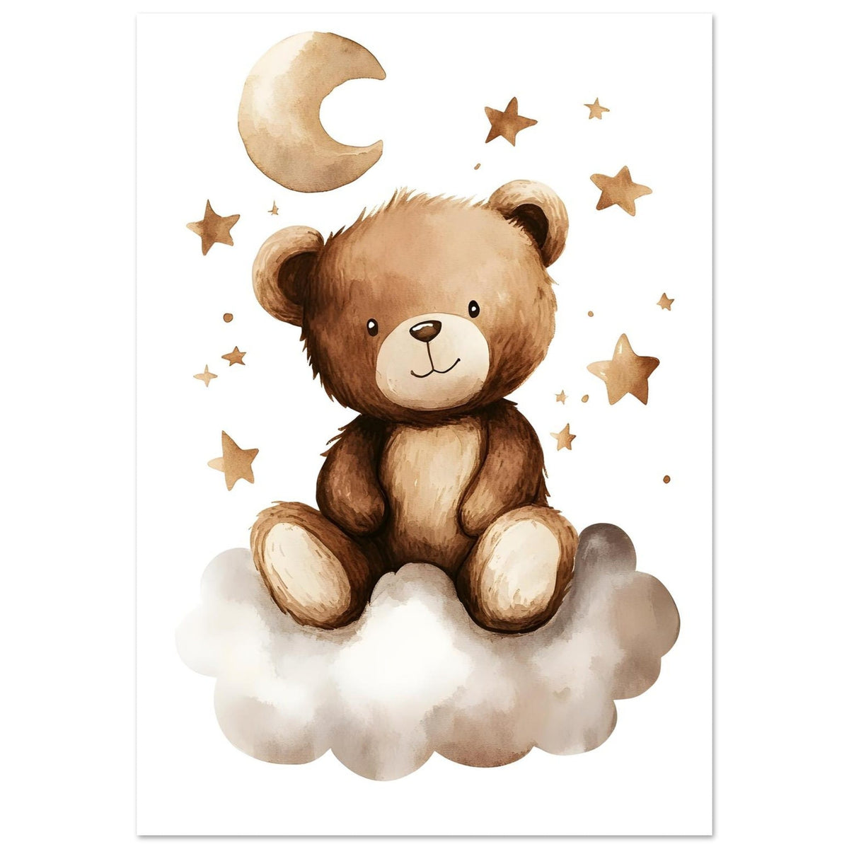 Artfulprints Poster Beertje in dromenland  - 70x100 cm - Bruin