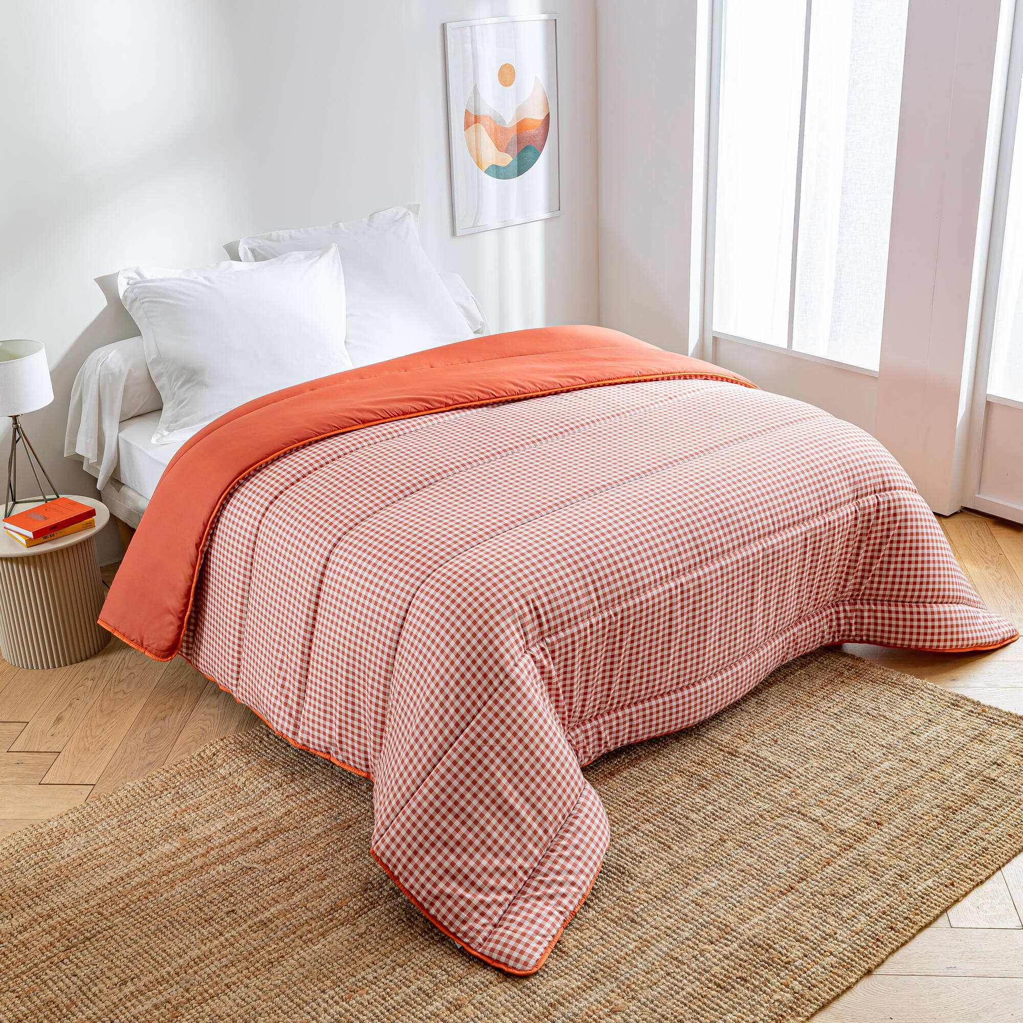 Couette microfibre imprimé vichy 400 g/m²